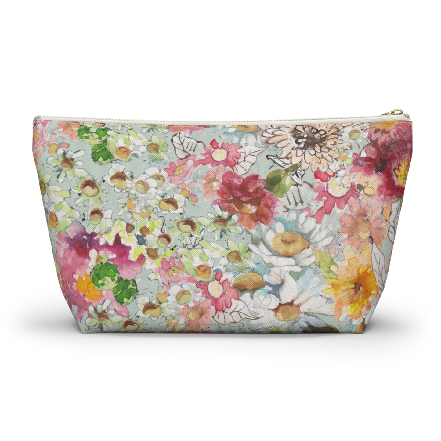 Farmhouse Floral Accessory Pouch w T-bottom