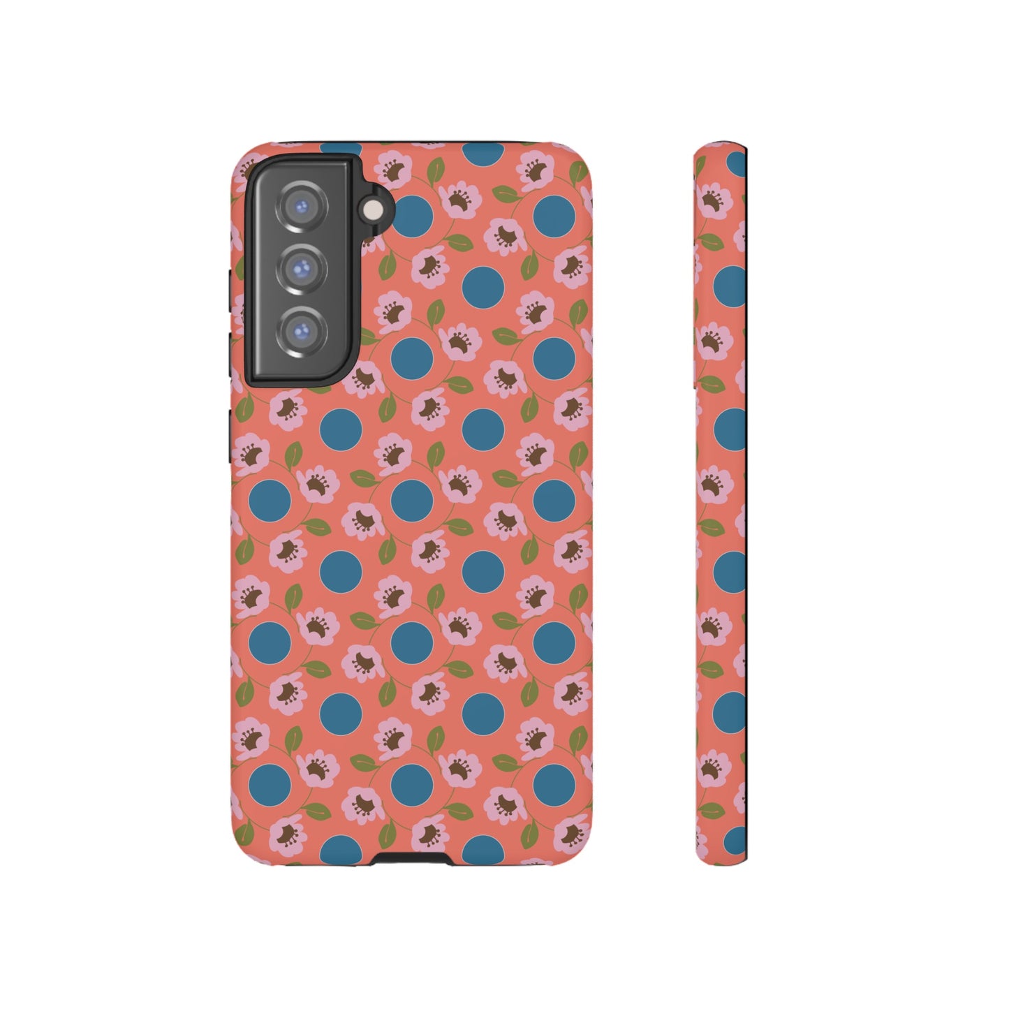 Wildflowers with Dots in Coral and Blue Tough Cases for Samsung