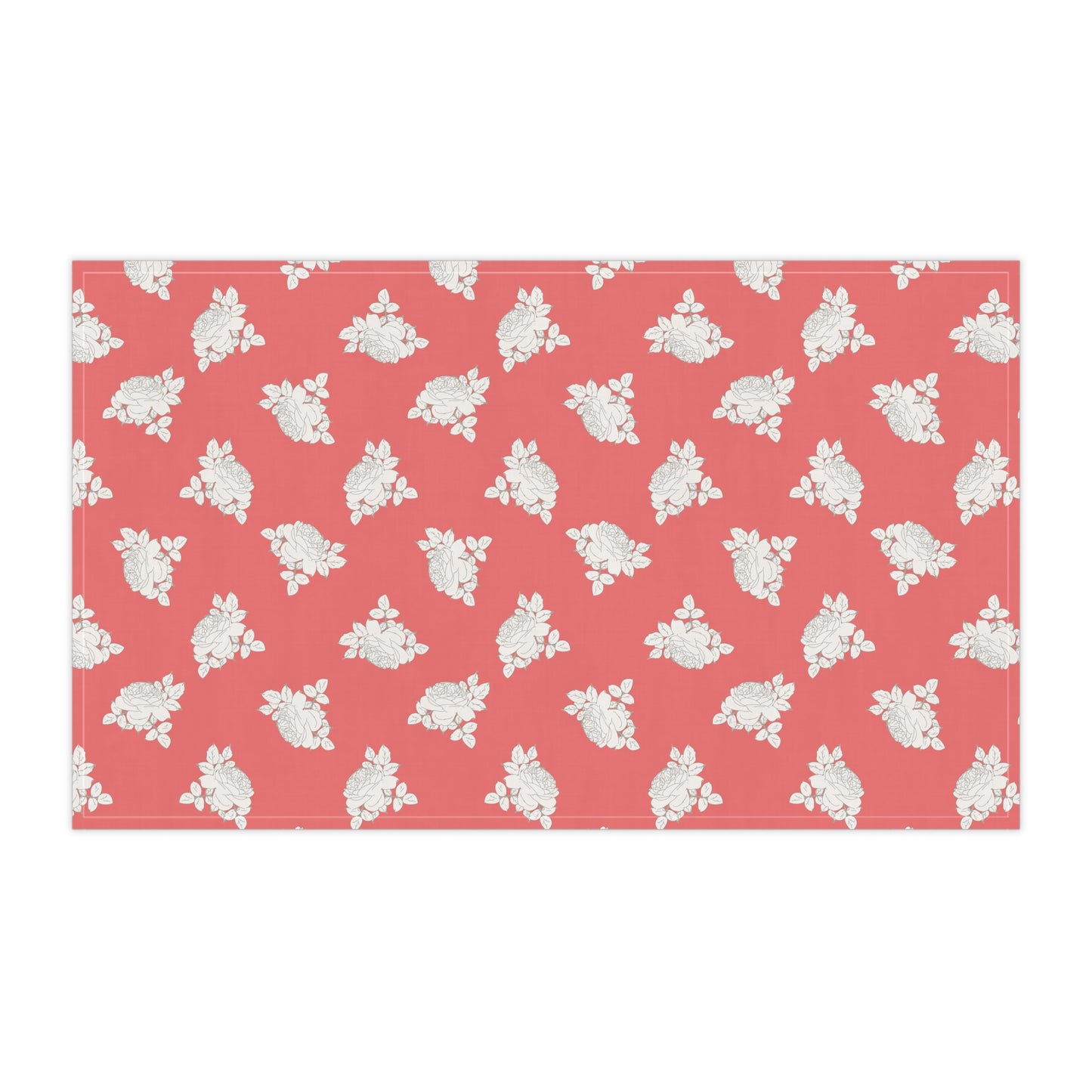 Cream Roses on Coral Kitchen Towel