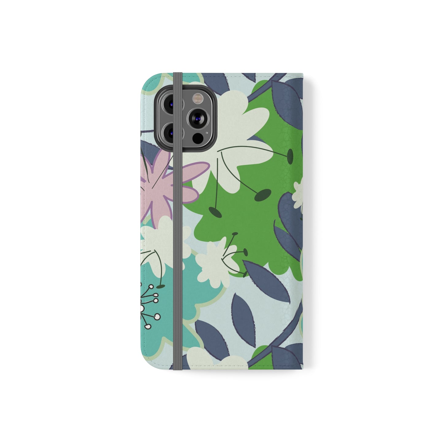 Mid Mod Floral in Blue and Green Flip Cases for iPhone