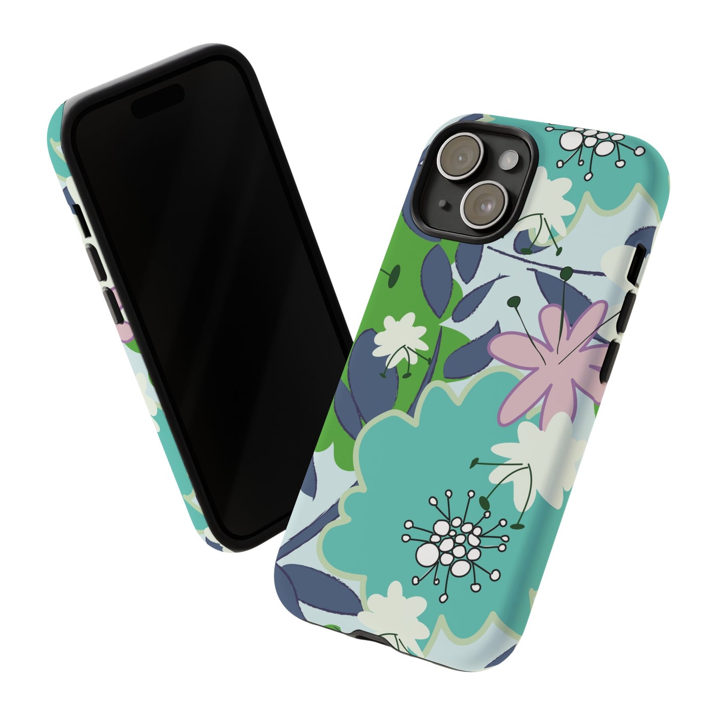 Mid Mod Floral in Blue and Green Tough Cases