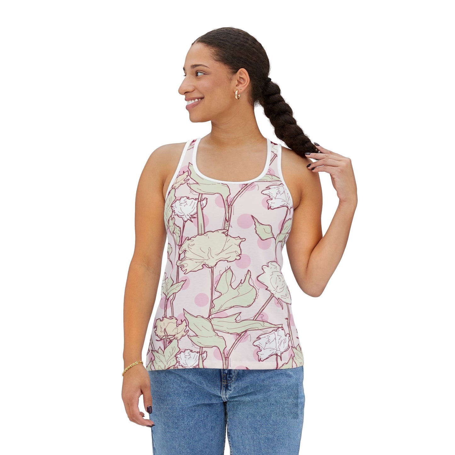 Roses and Dots in Pink Women's Tank Top