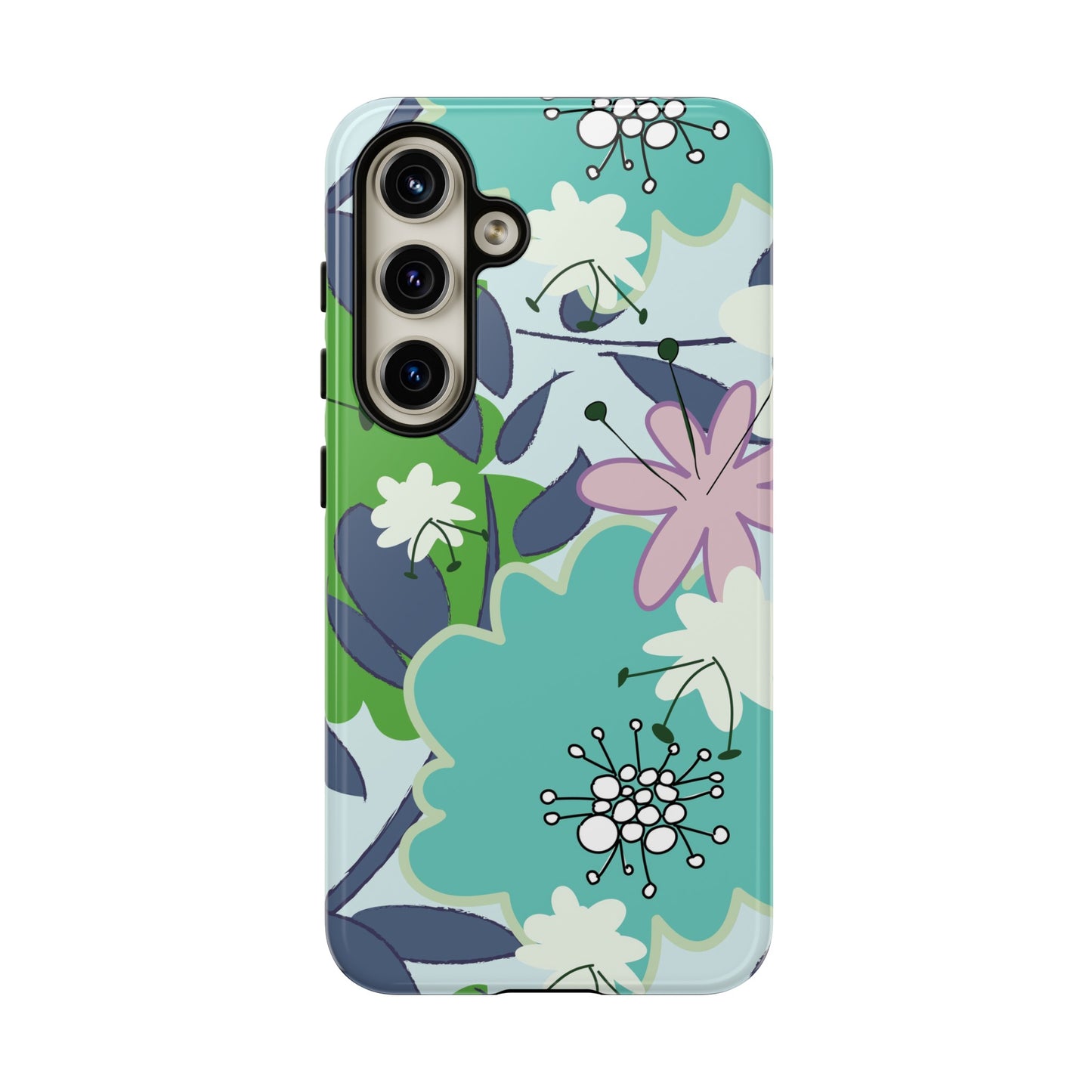 Mid Mod Floral in Blue and Green Tough Cases