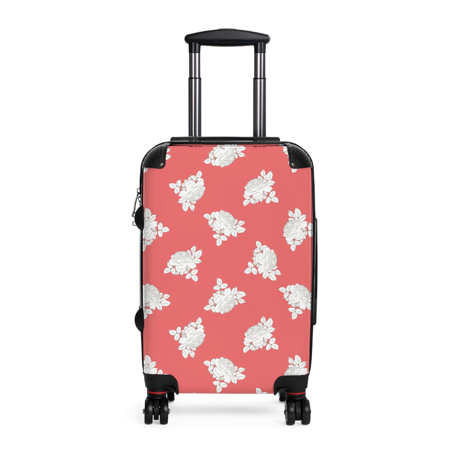 Cream Roses on Bright Coral Suitcase