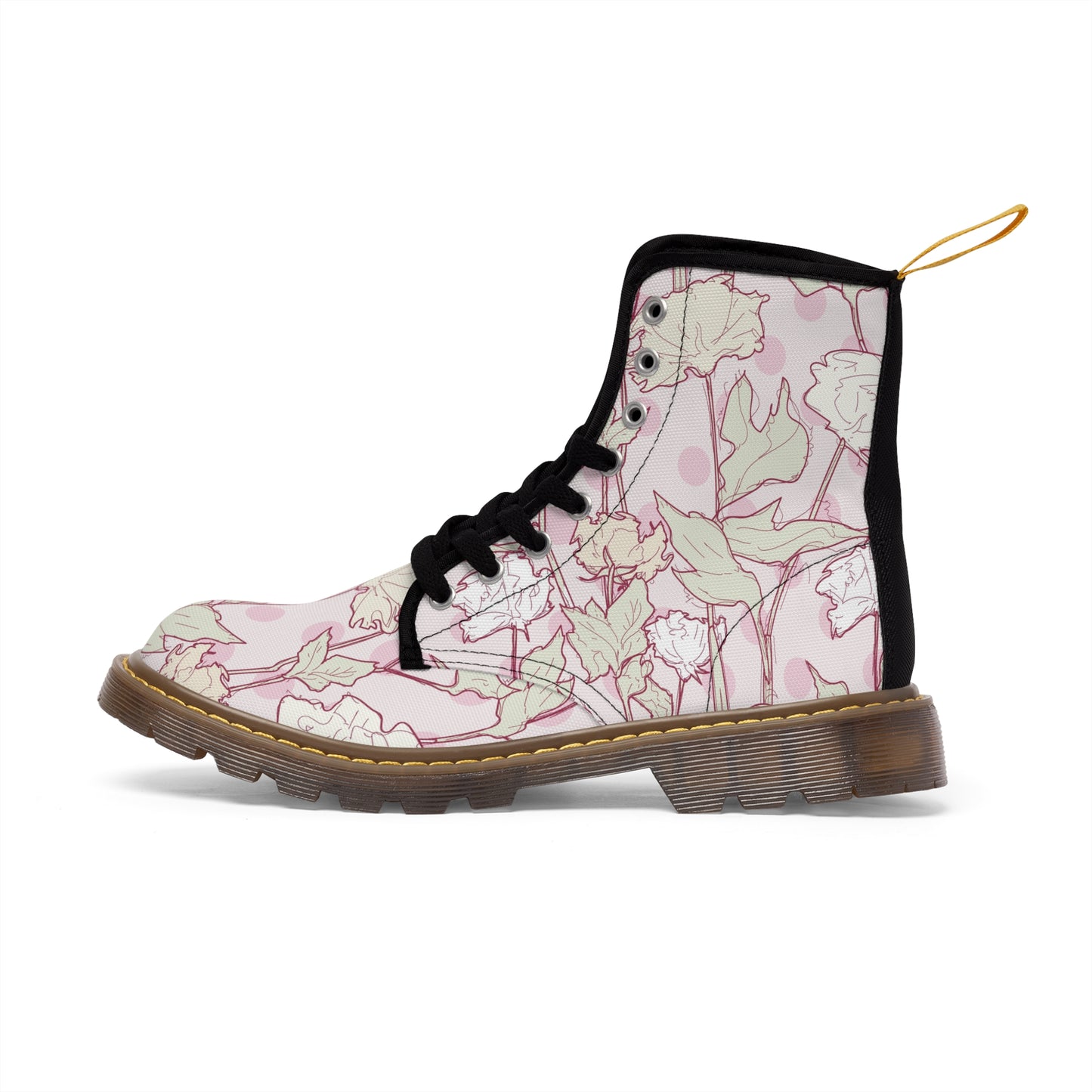 Roses and Dots in Pink Women's Canvas Boots