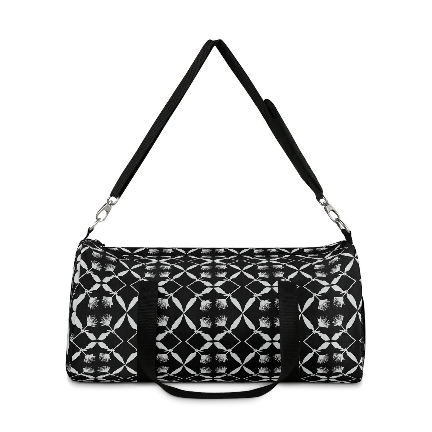 Black and White Floral Duffel Bag