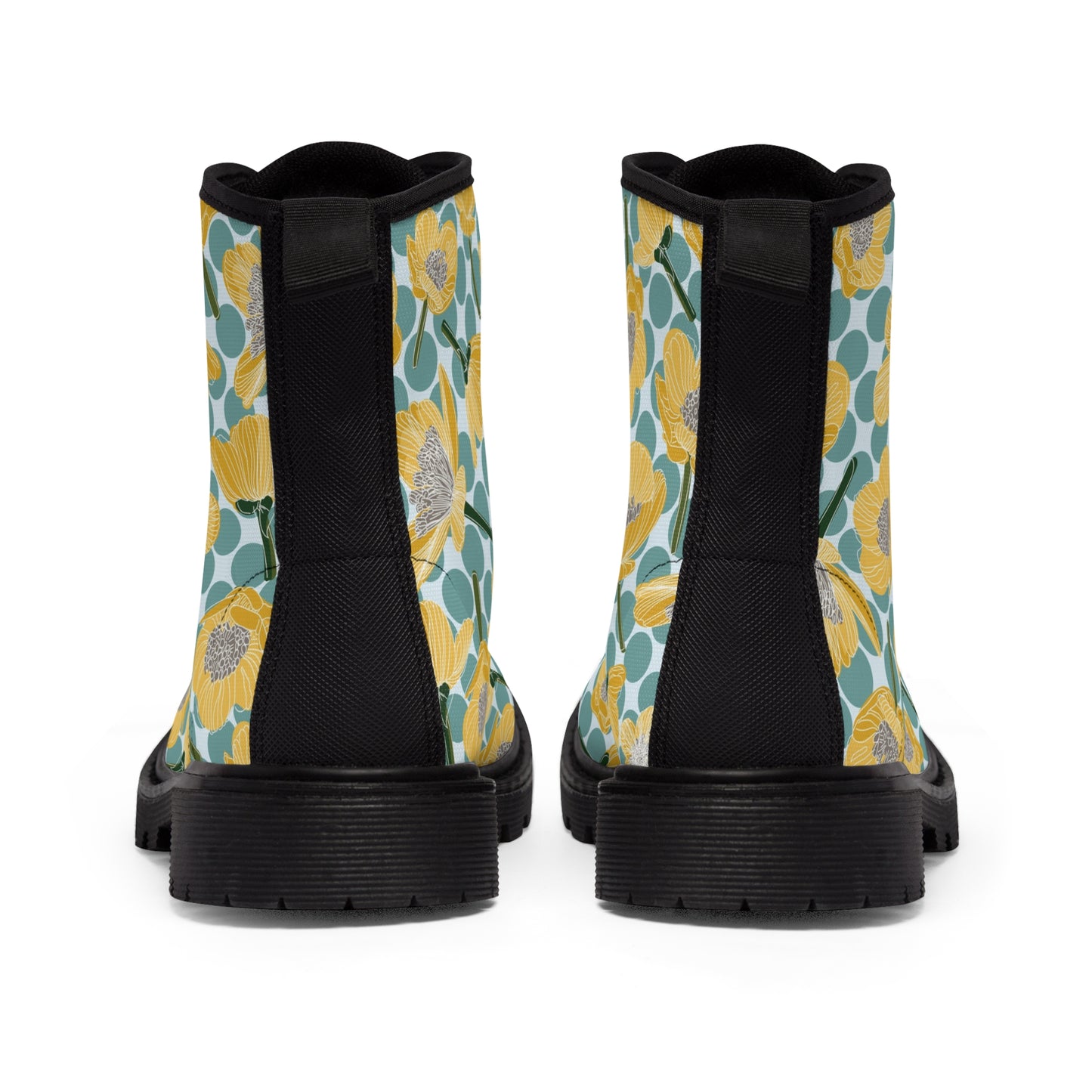 Buttercups and polka dots Women's Canvas Boots