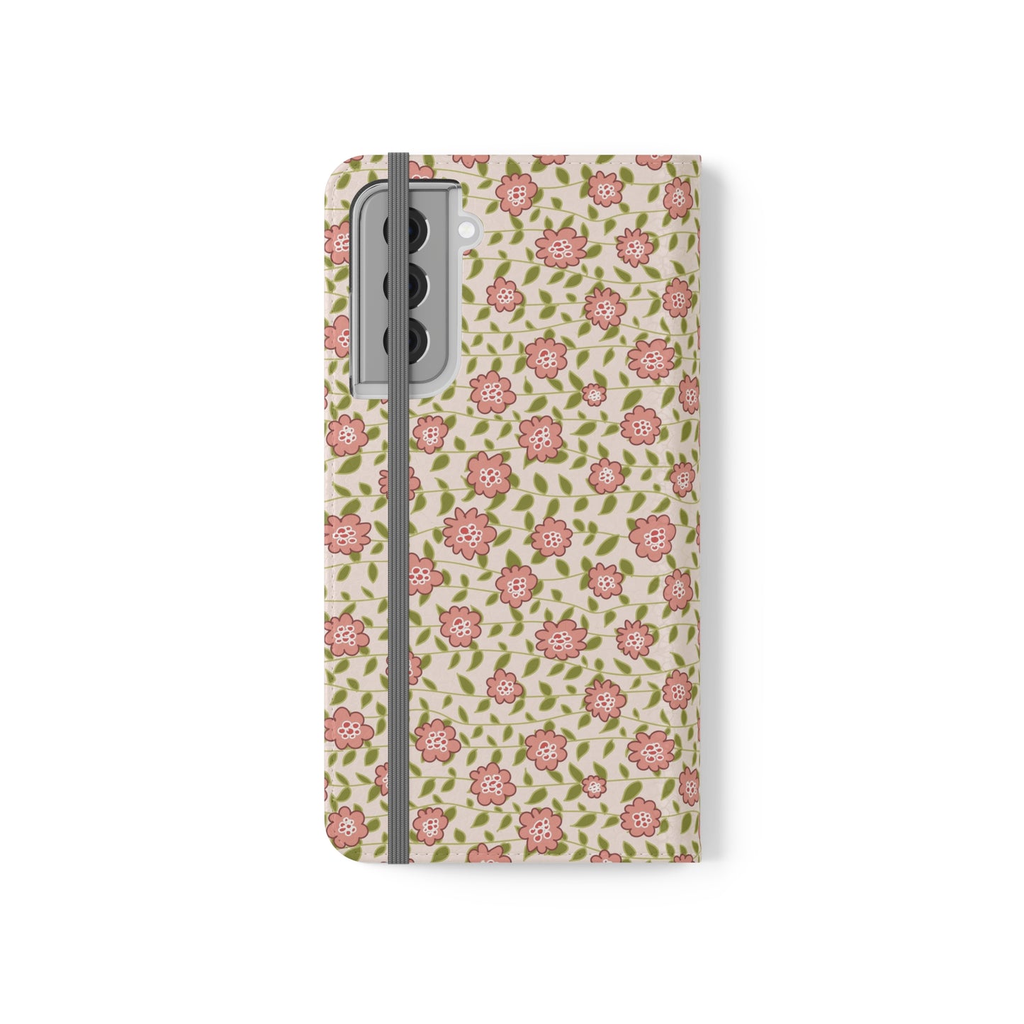 Coral Flowers on Cream Flip Cases for Samsung