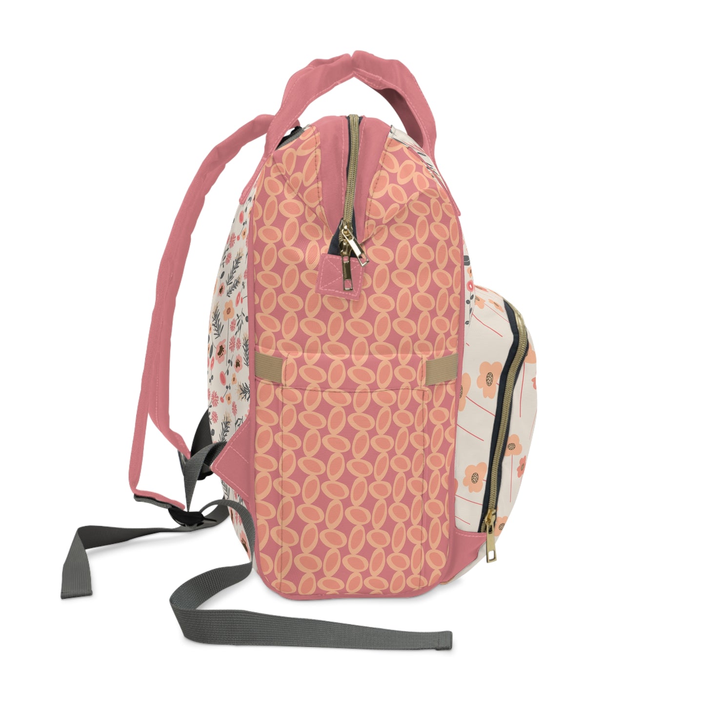 Peach and Cream Wildflowers Multifunctional Diaper Backpack