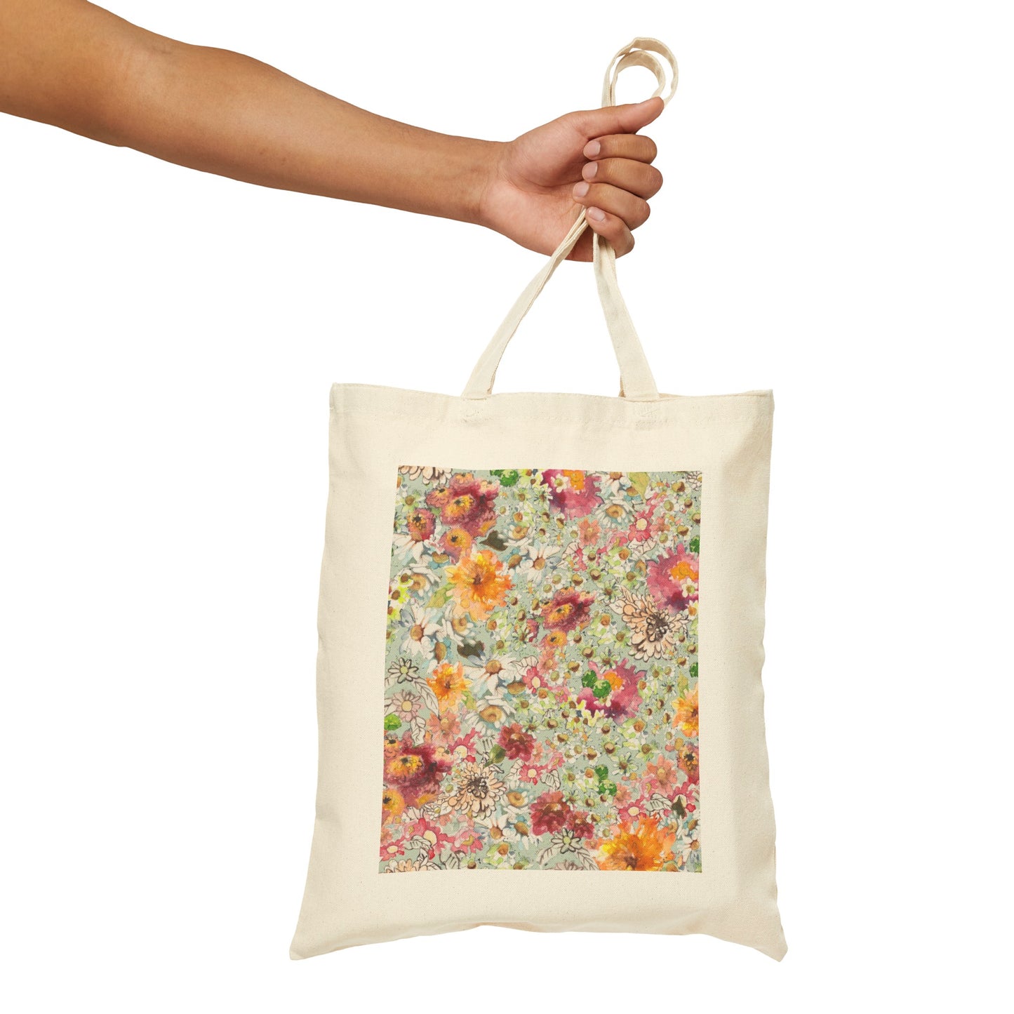 Farmhouse Floral Cotton Canvas Tote Bag