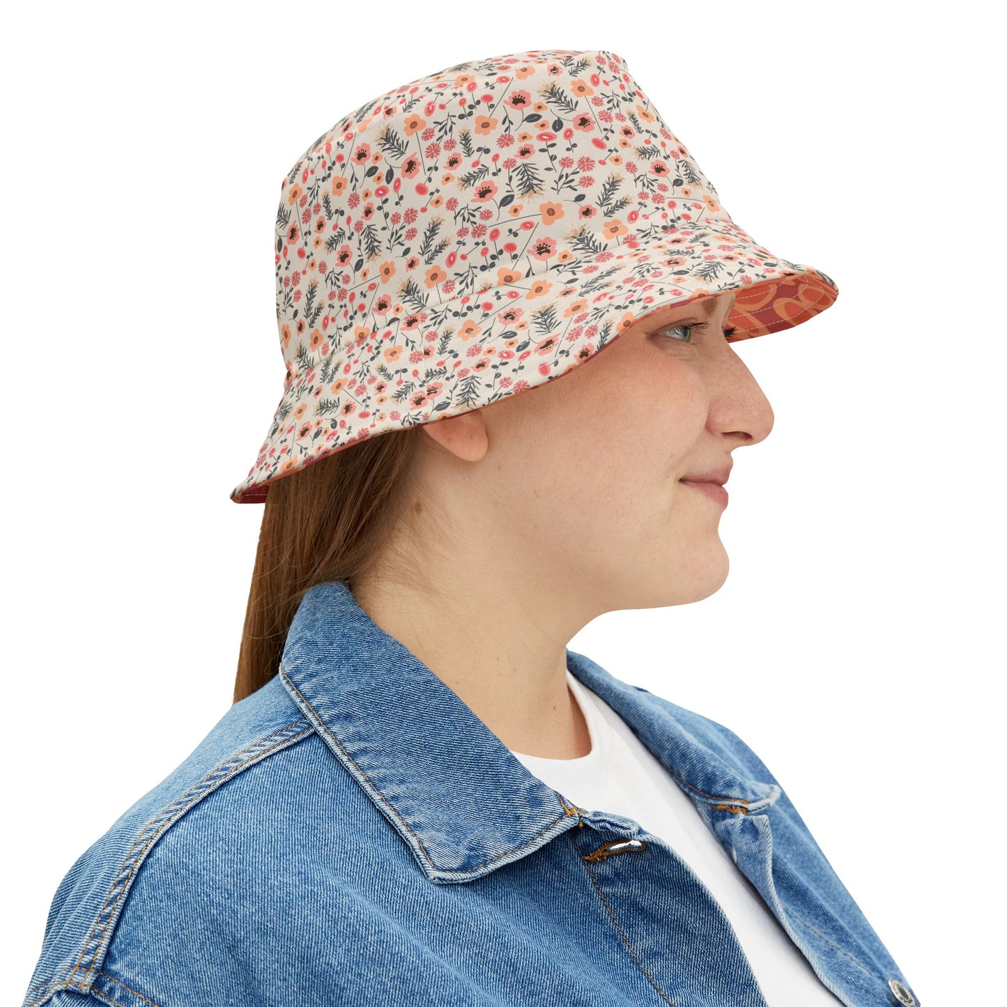 Peach and Cream Wildflowers Bucket Hat