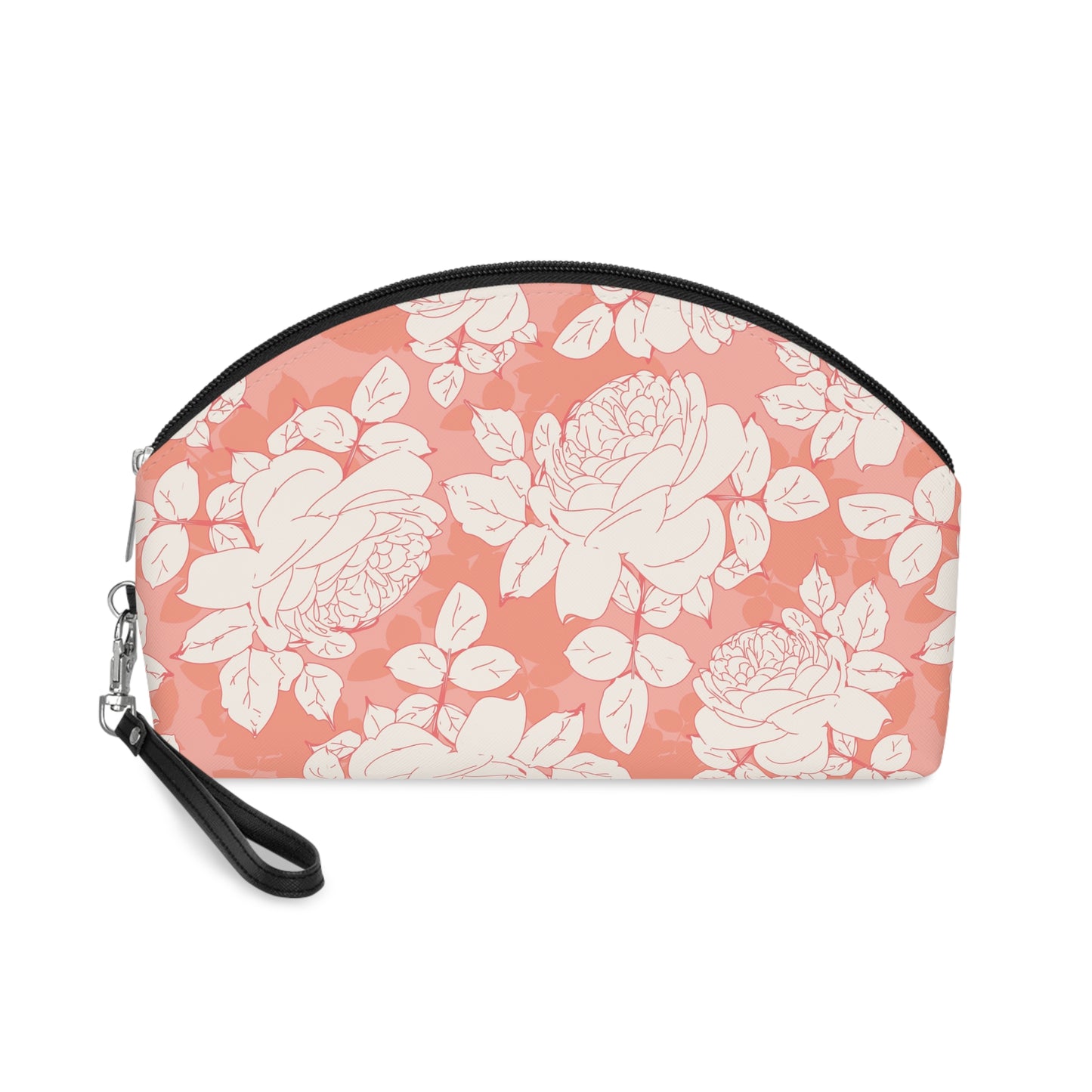 Peach and Cream Roses Makeup Bag