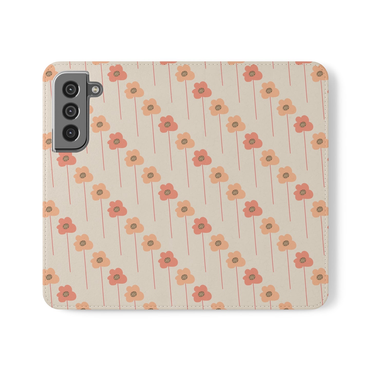 Peach Wildflowers on Cream Flip Cases for Samsung