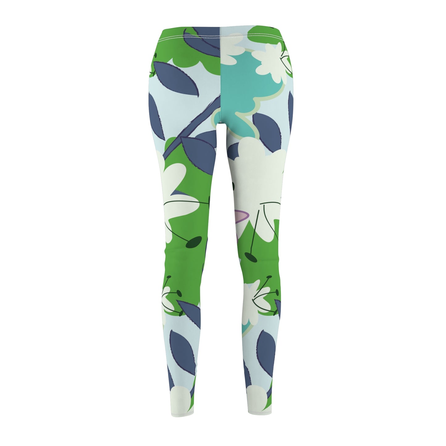 Mid Mod Floral in Blue and Green Women's Casual Leggings