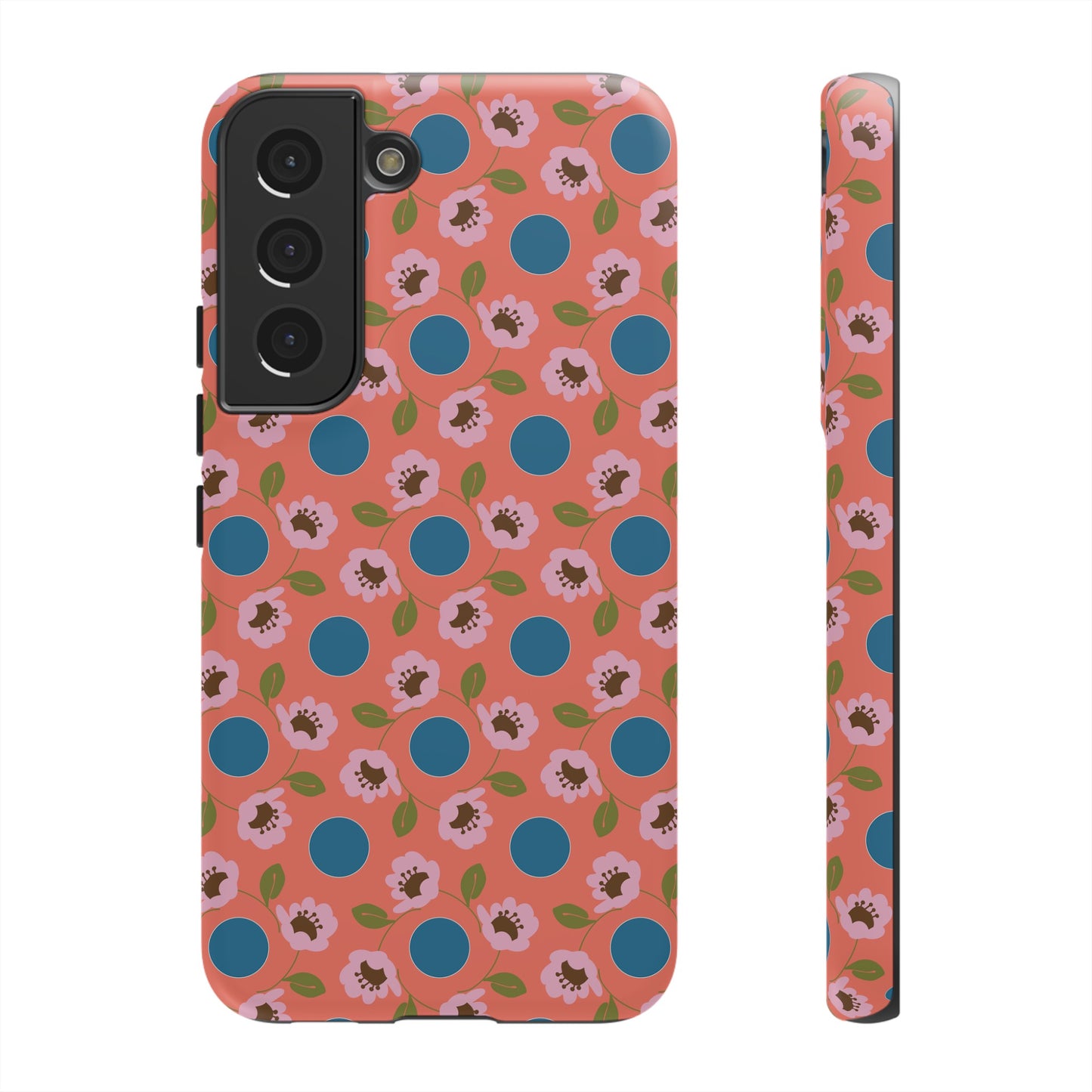 Wildflowers with Dots in Coral and Blue Tough Cases for Samsung