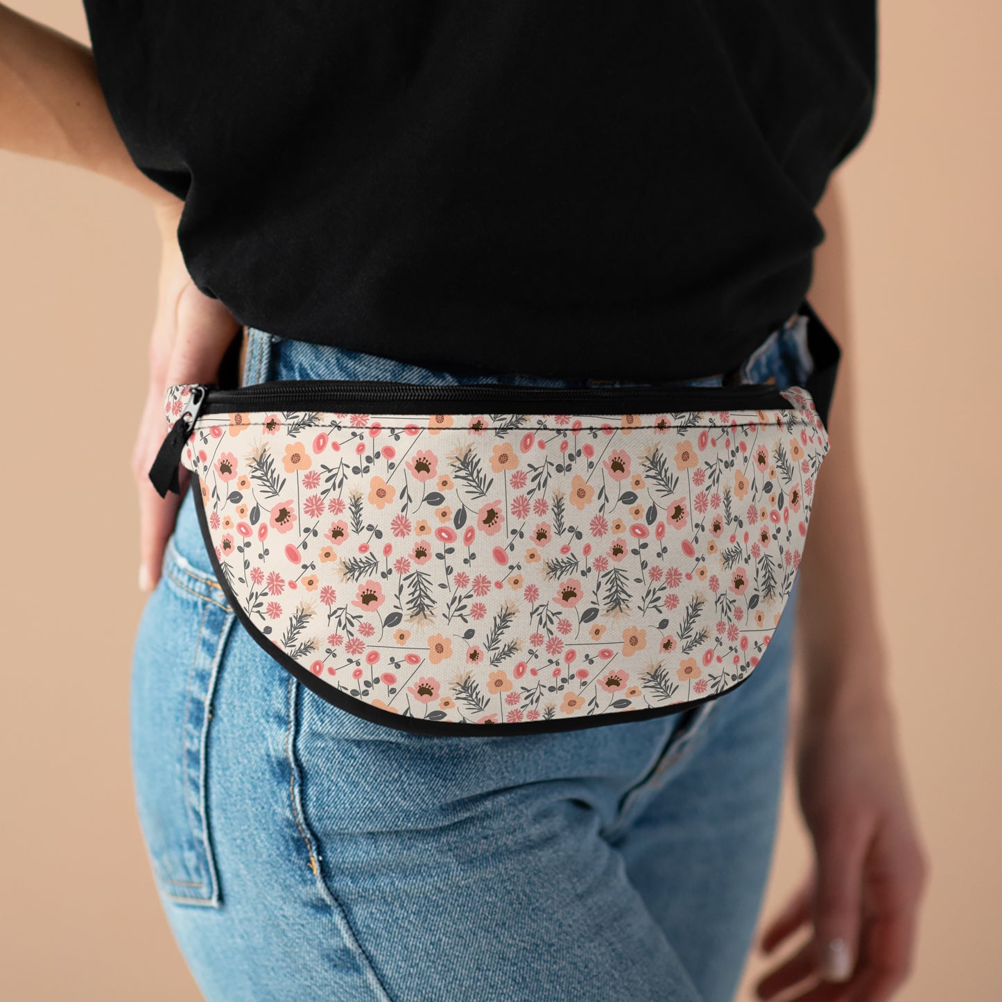 Peach and Cream Wildflowers Fanny Pack