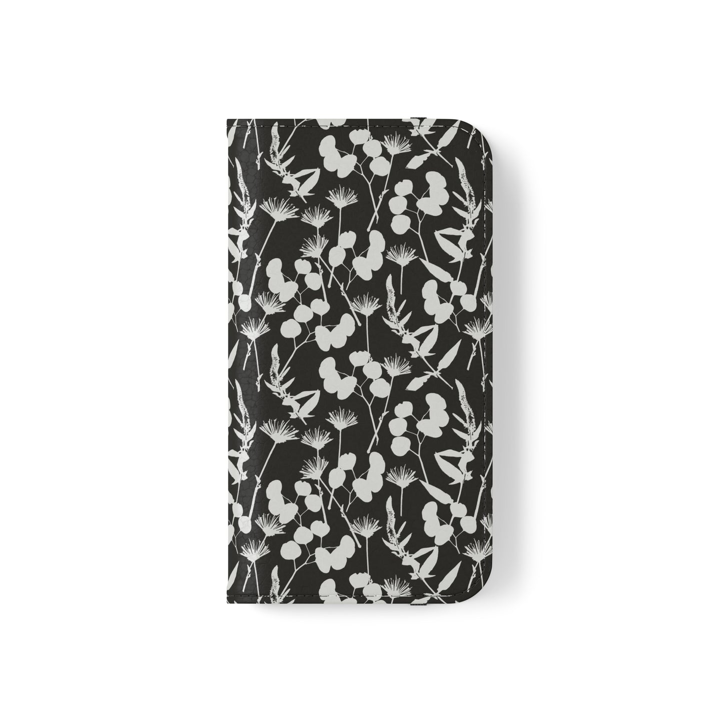 Black and White Floral Flip Cases for iPhone