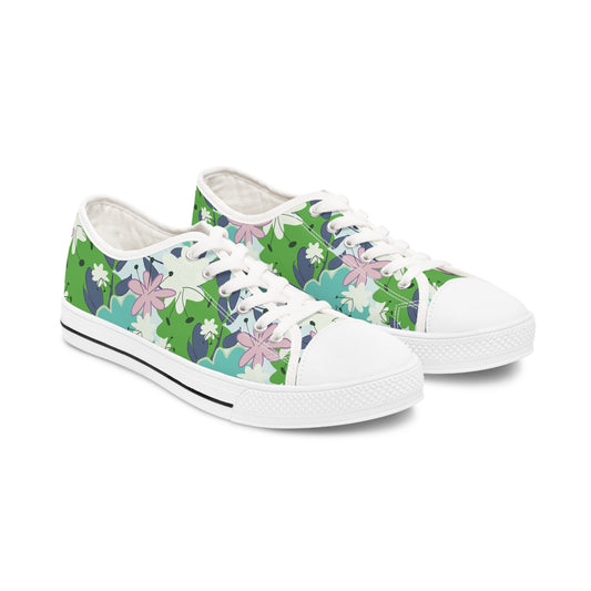 Mid Mod Floral in Blue and Green Women's Low Top Sneakers