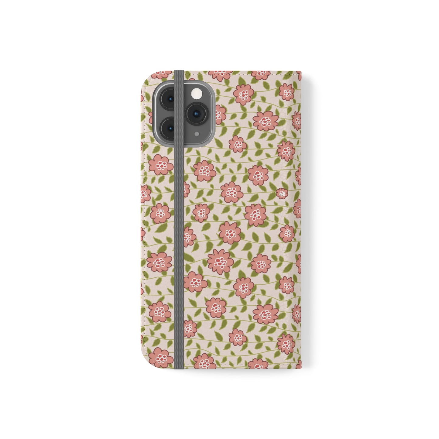 Coral Flowers on Cream Flip Cases for iPhone