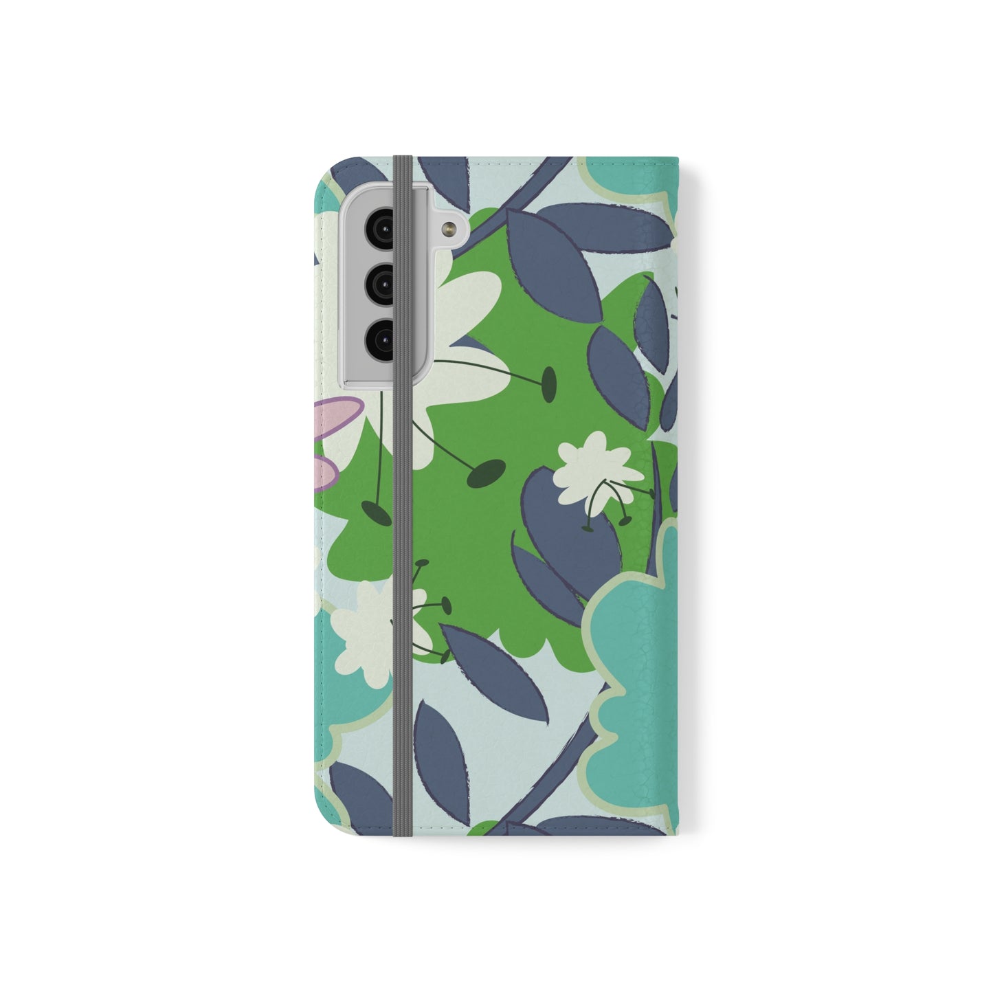 Mid Mod Floral in Blue and Green Flip Cases for Samsung