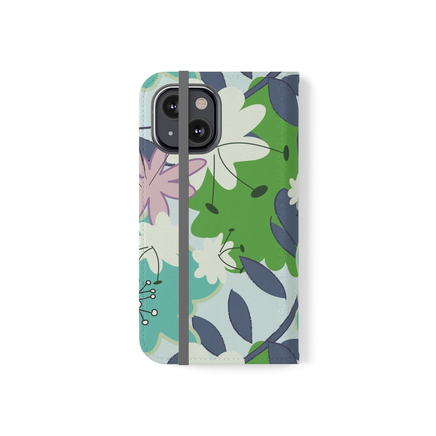 Mid Mod Floral in Blue and Green Flip Cases for iPhone