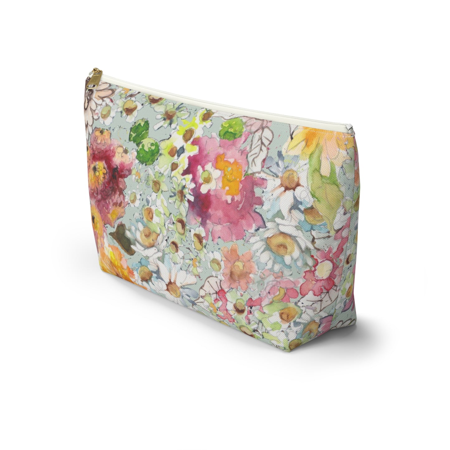 Farmhouse Floral Accessory Pouch w T-bottom