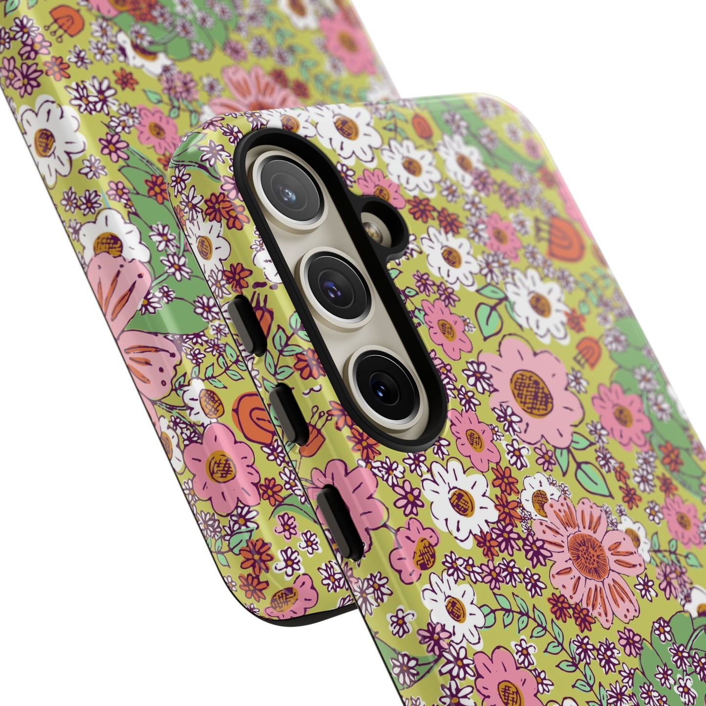 Cheerful Watercolor Flowers on Bright Green Tough Cases for Google Pixel