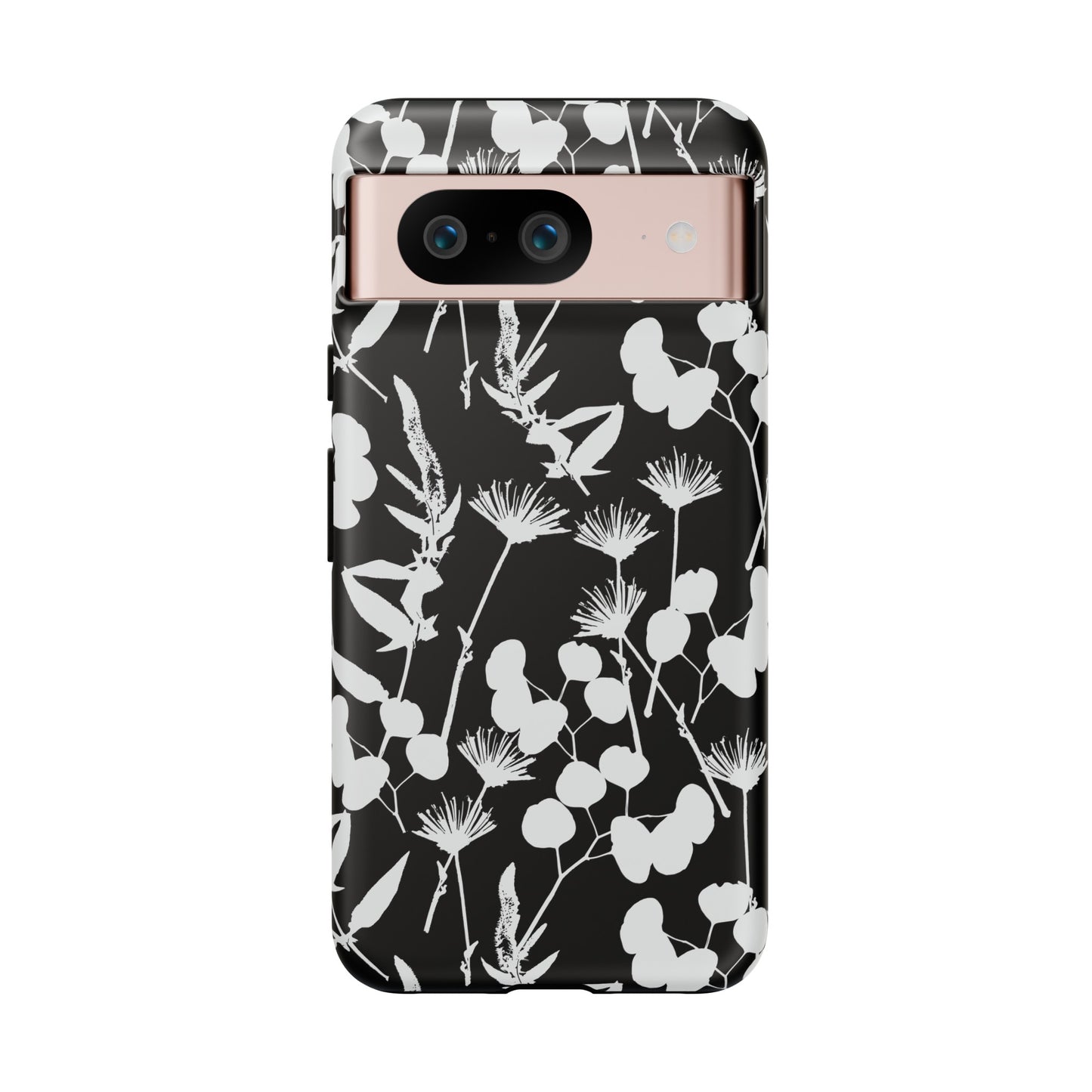 Black and White Floral Tough Cases for Google Pixel