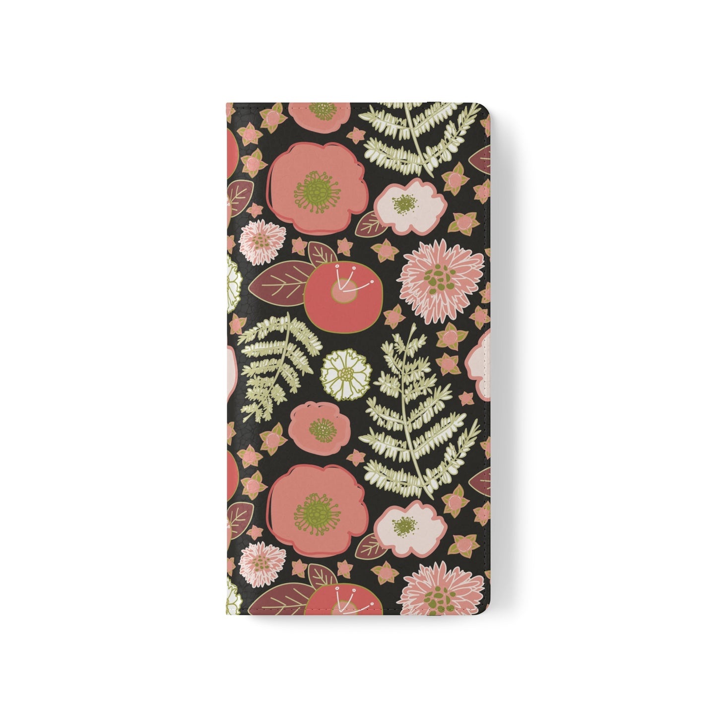 Coral Flowers on Black Flip Cases for Samsung