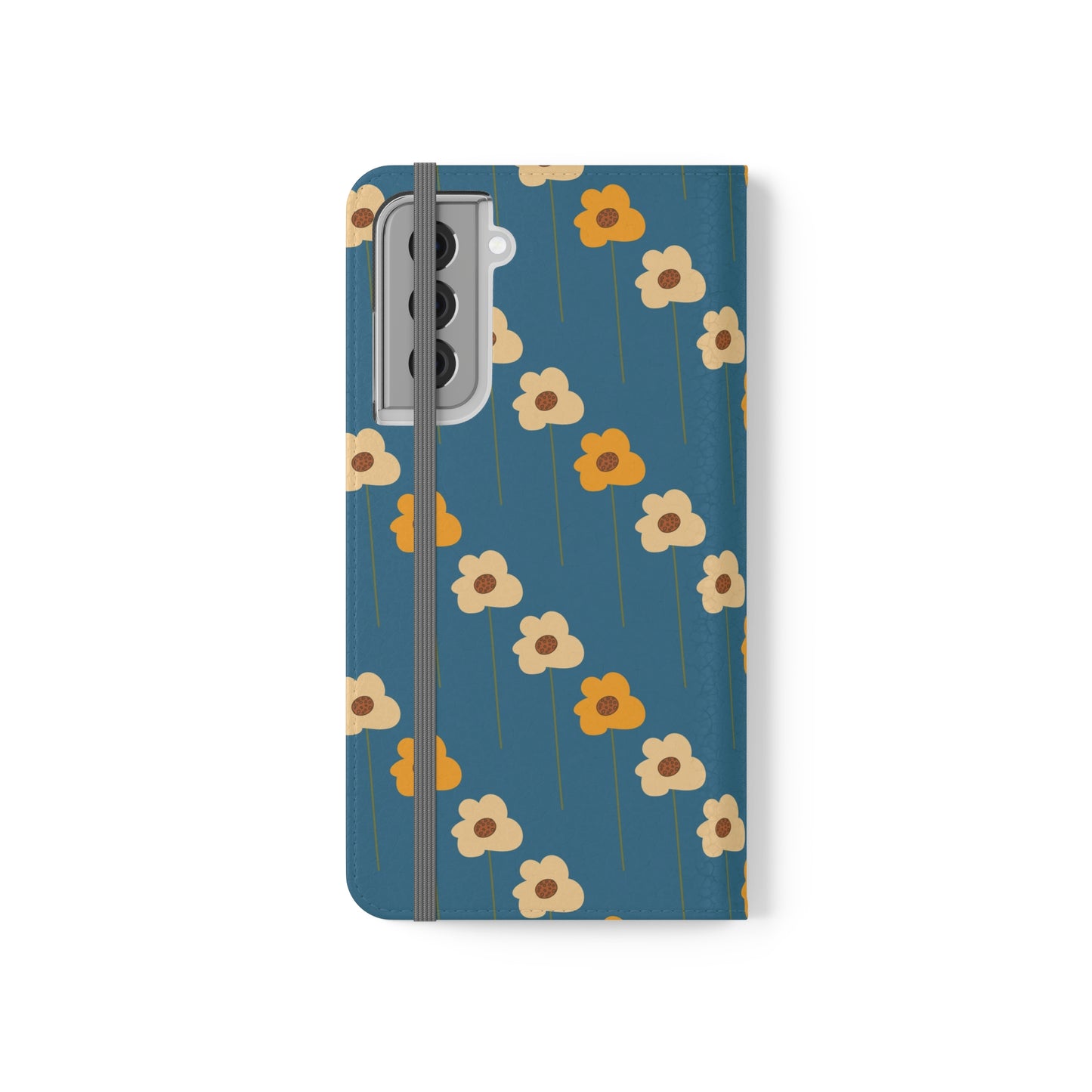 Yellow Wildflowers on Blue Flip Cases for Samsung