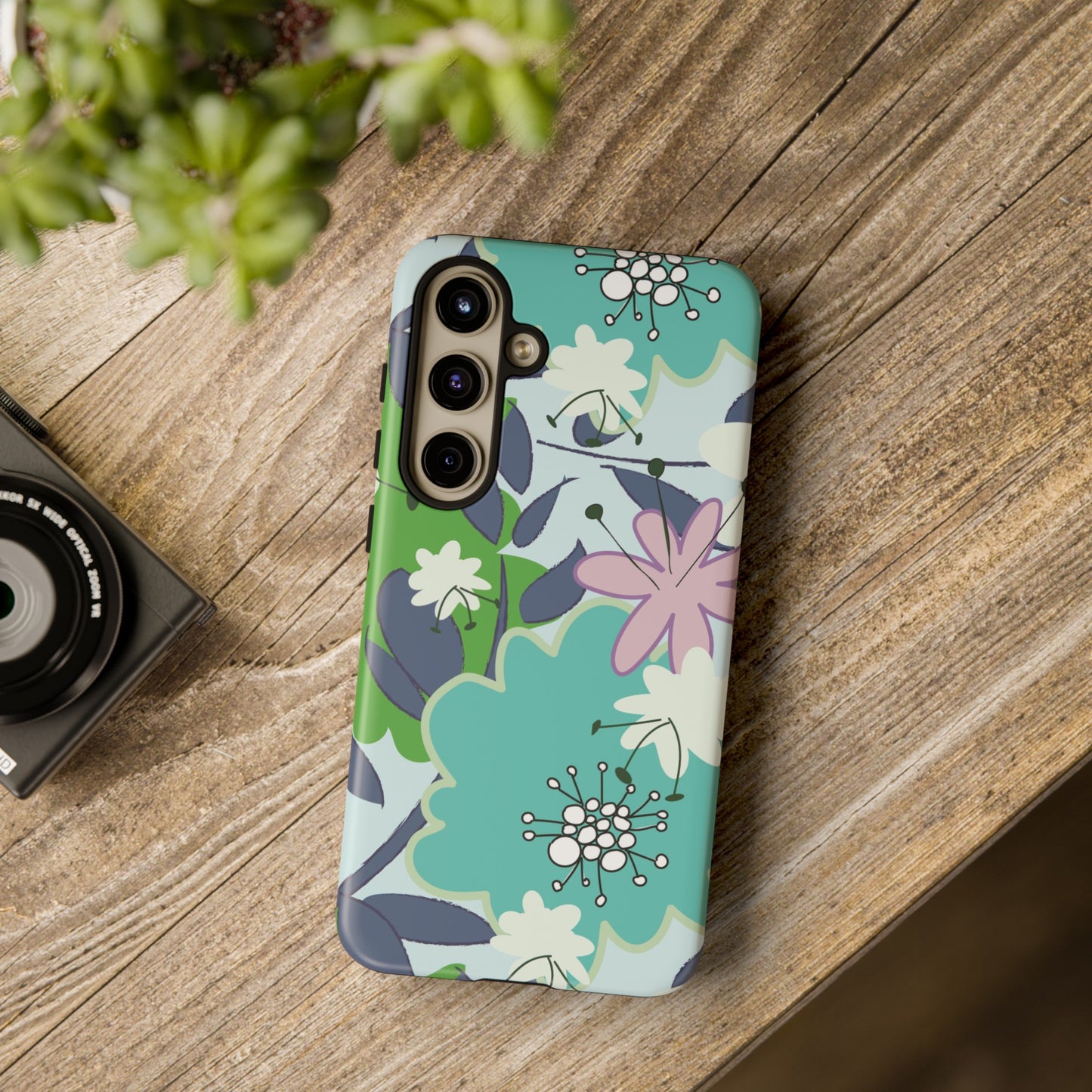 Mid Mod Floral in Blue and Green Tough Cases