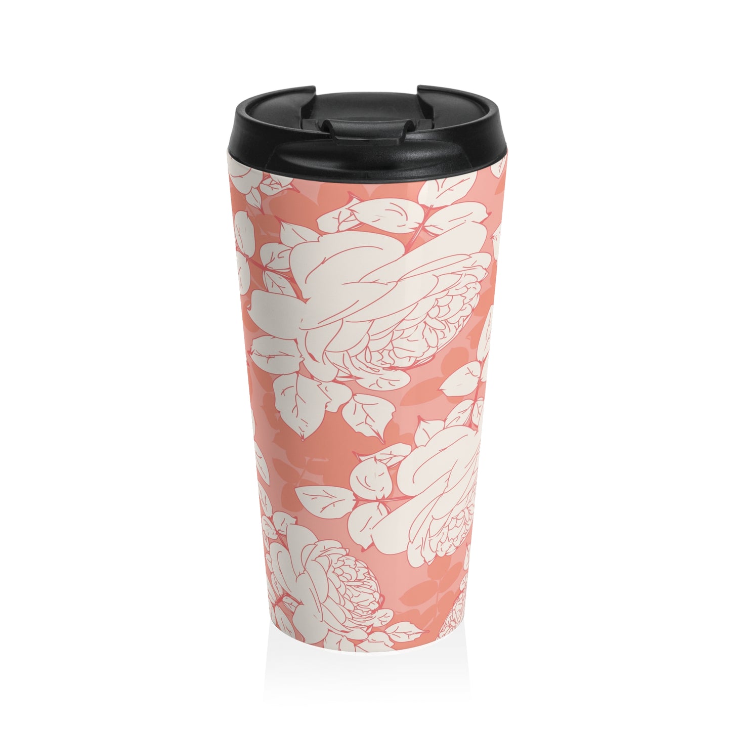 Peach and Cream Roses Stainless Steel Travel Mug