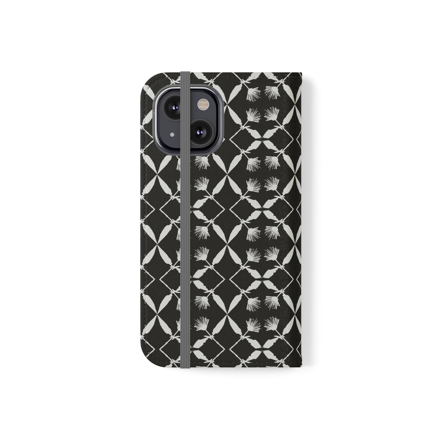 Black and White Floral Flip Cases for iPhone