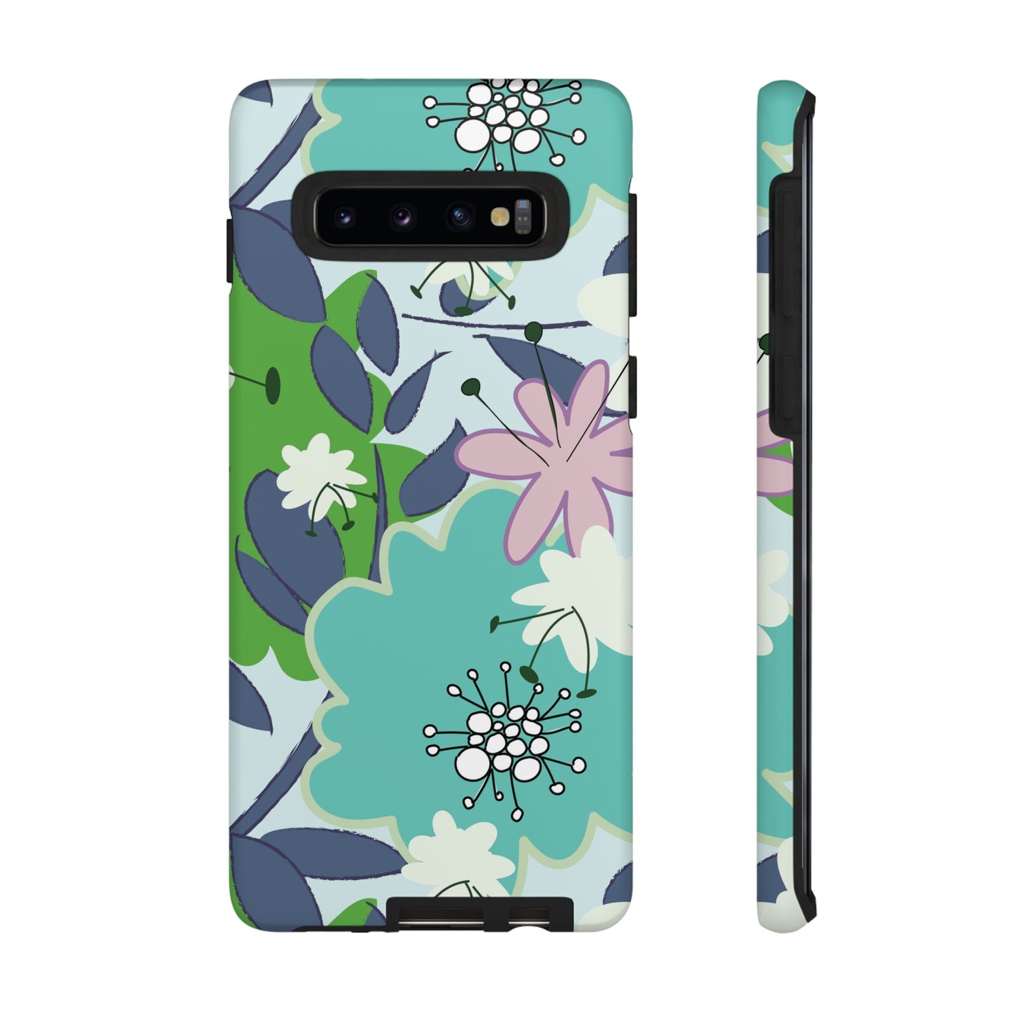 Mid Mod Floral in Blue and Green Tough Cases