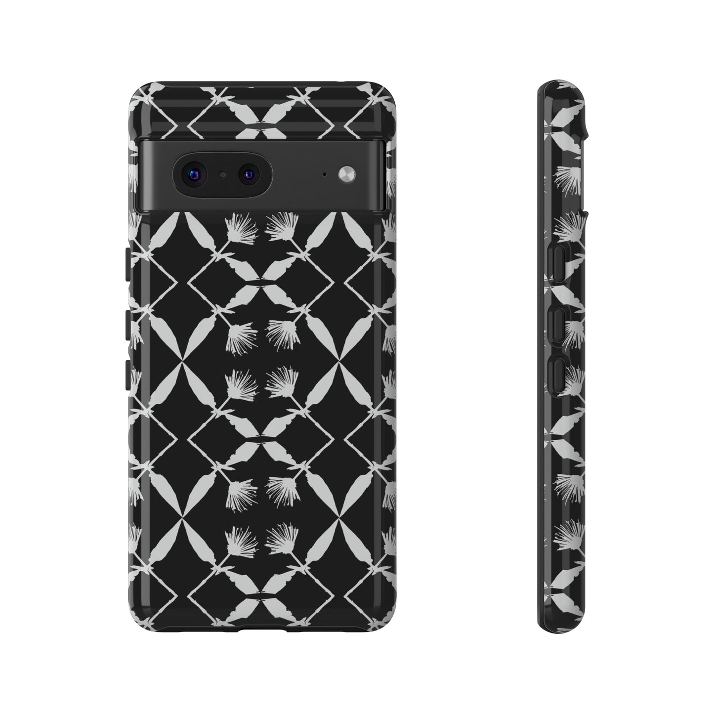 Black and White Floral Tough Cases for Google Pixel