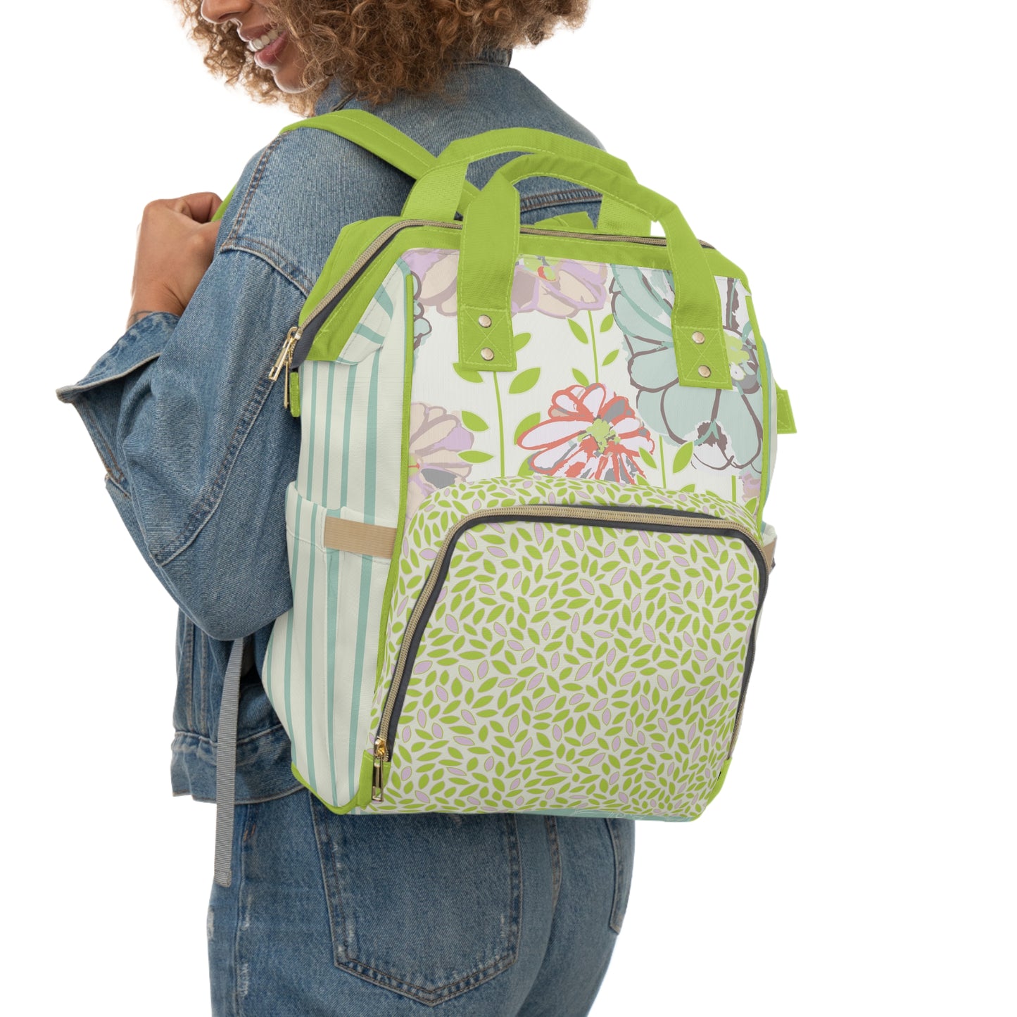 Soft Watercolor Floral Multifunctional Diaper Backpack