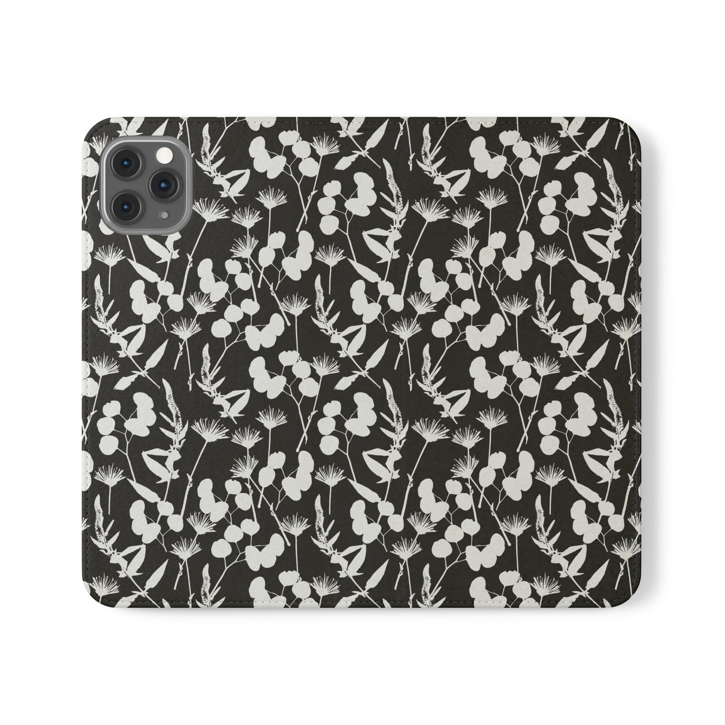 Black and White Floral Flip Cases for iPhone