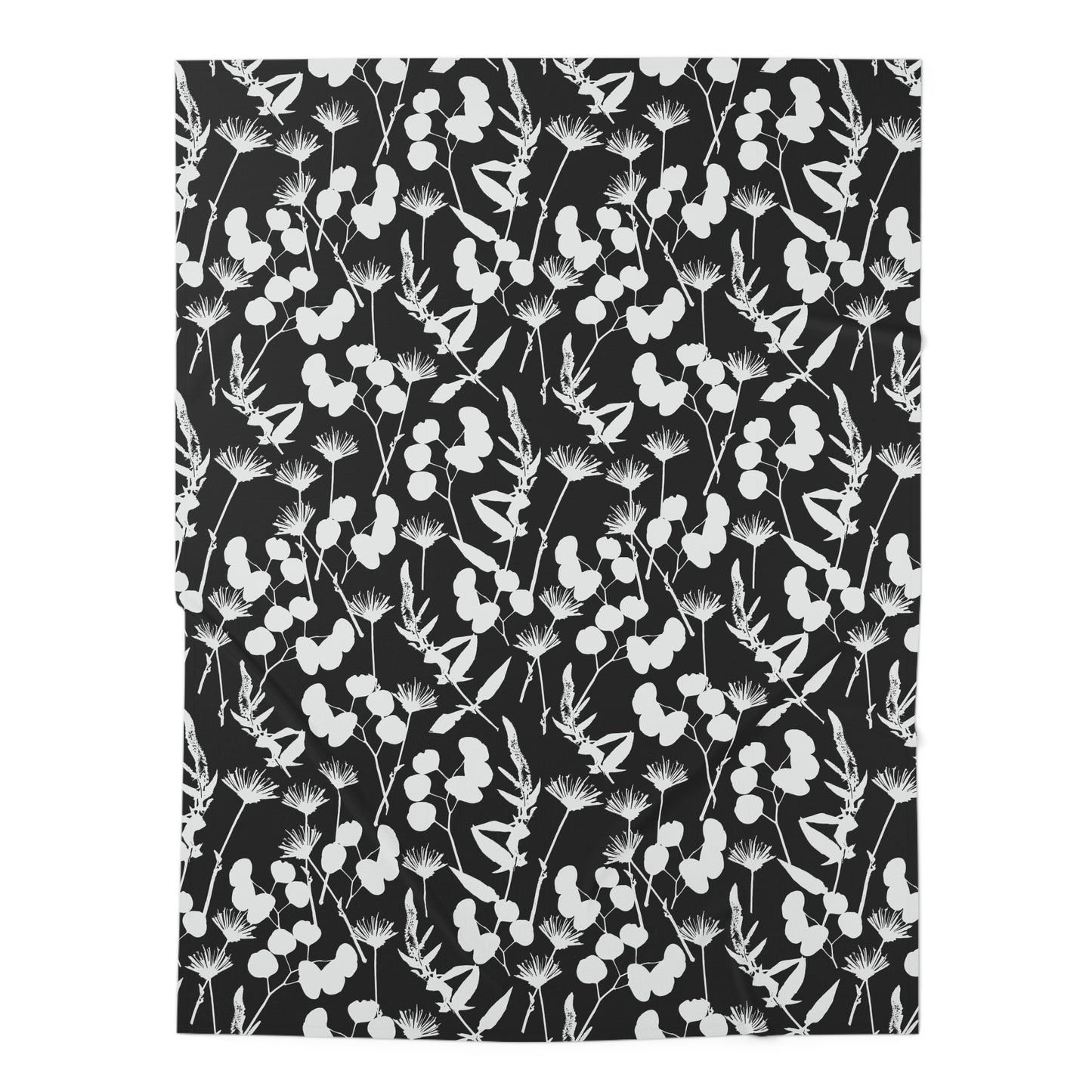 Black and White Floral Baby Swaddle Blanket