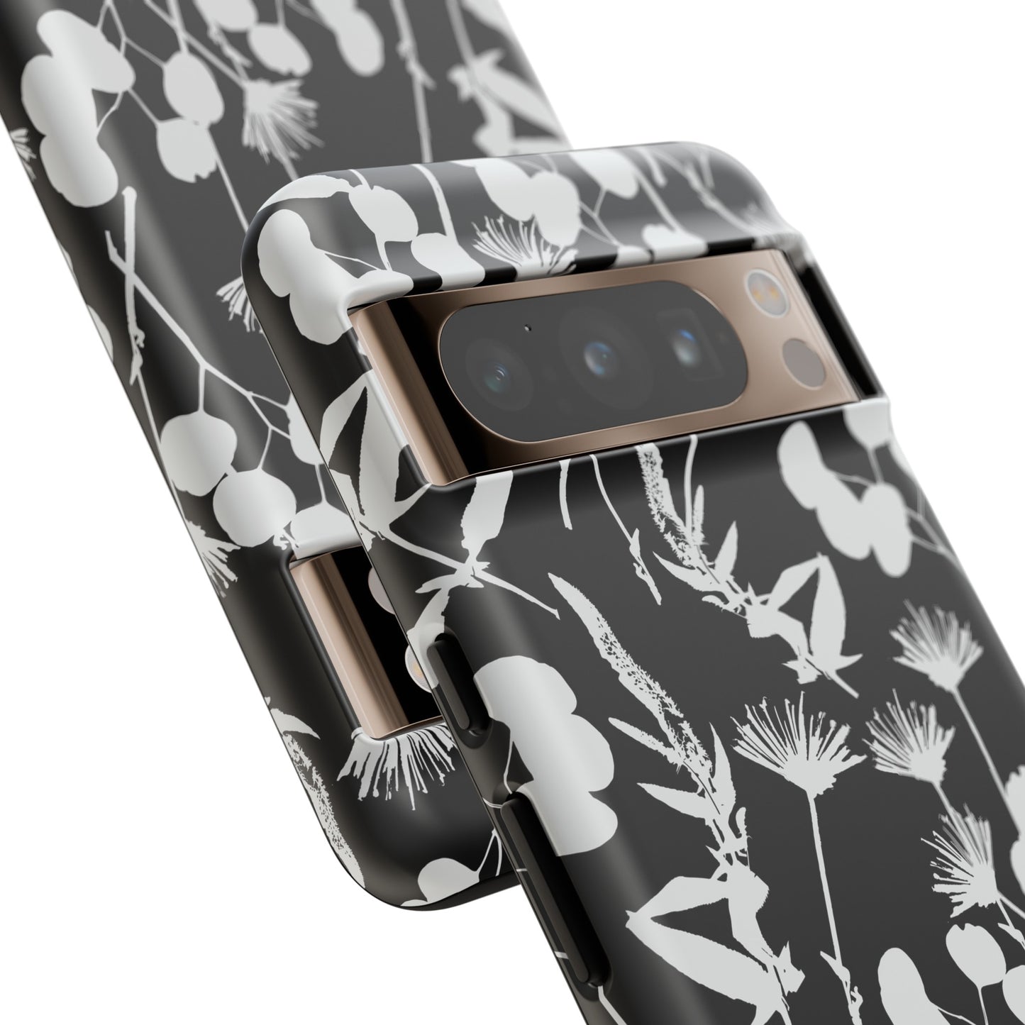 Black and White Floral Tough Cases for Google Pixel