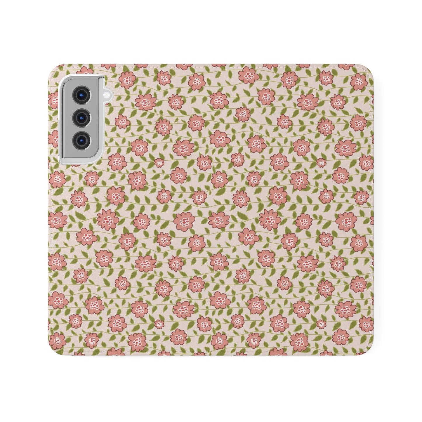 Coral Flowers on Cream Flip Cases for Samsung