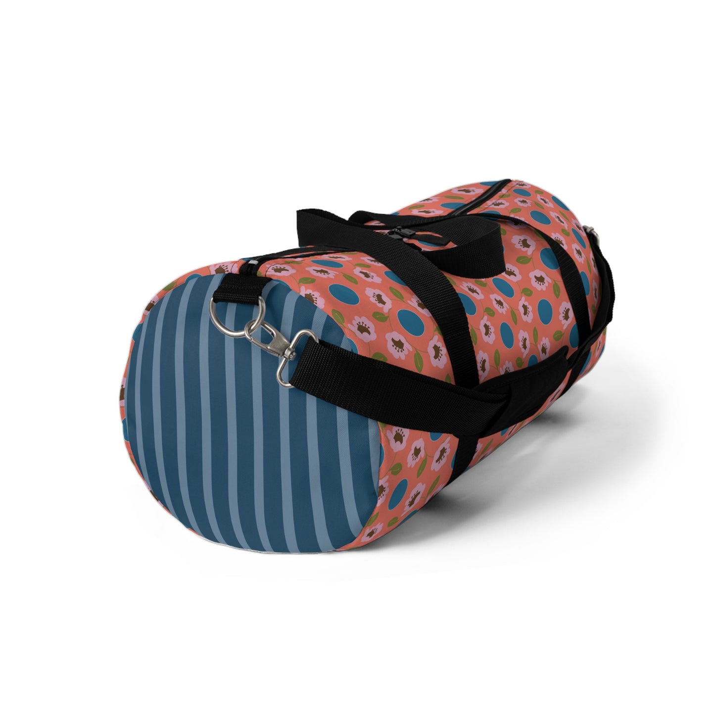 Wildflowers with Dots on Coral and Blue Duffel Bag