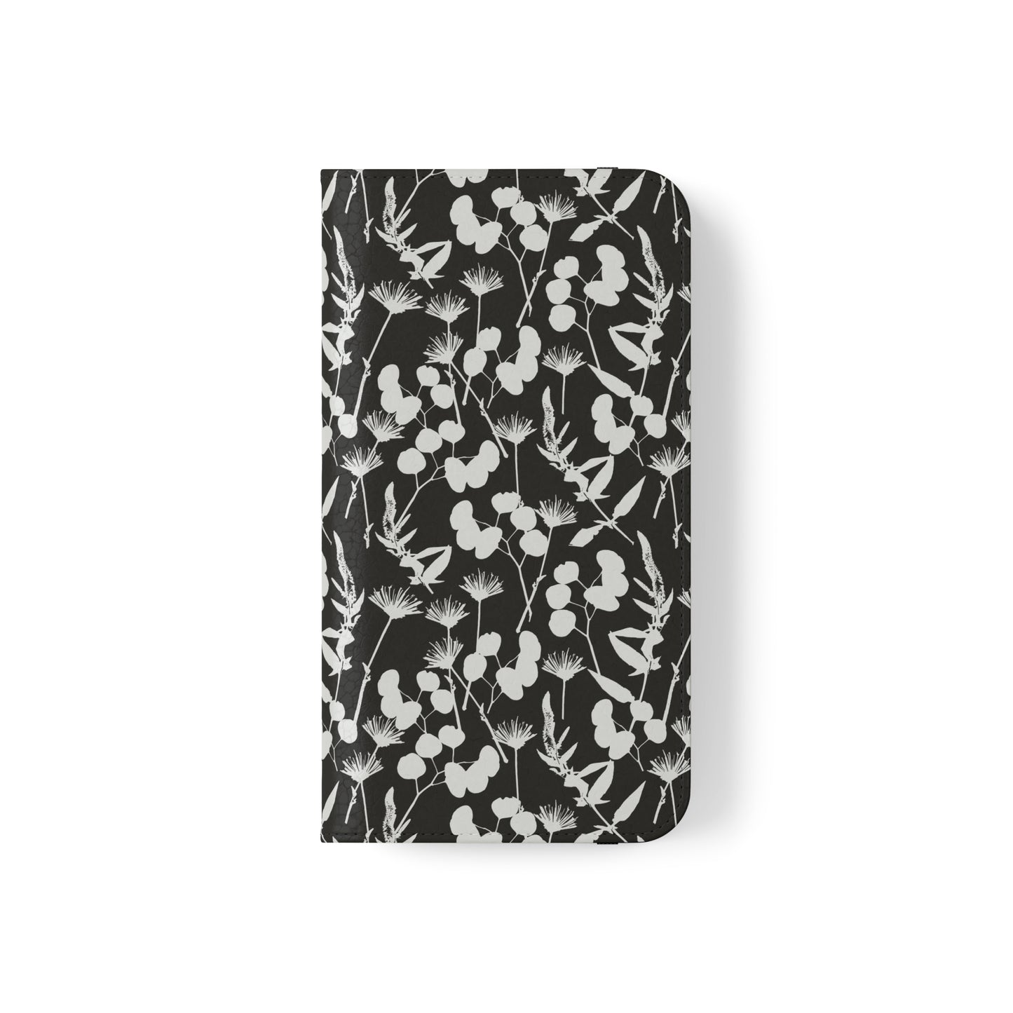 Black and White Floral Flip Cases for iPhone