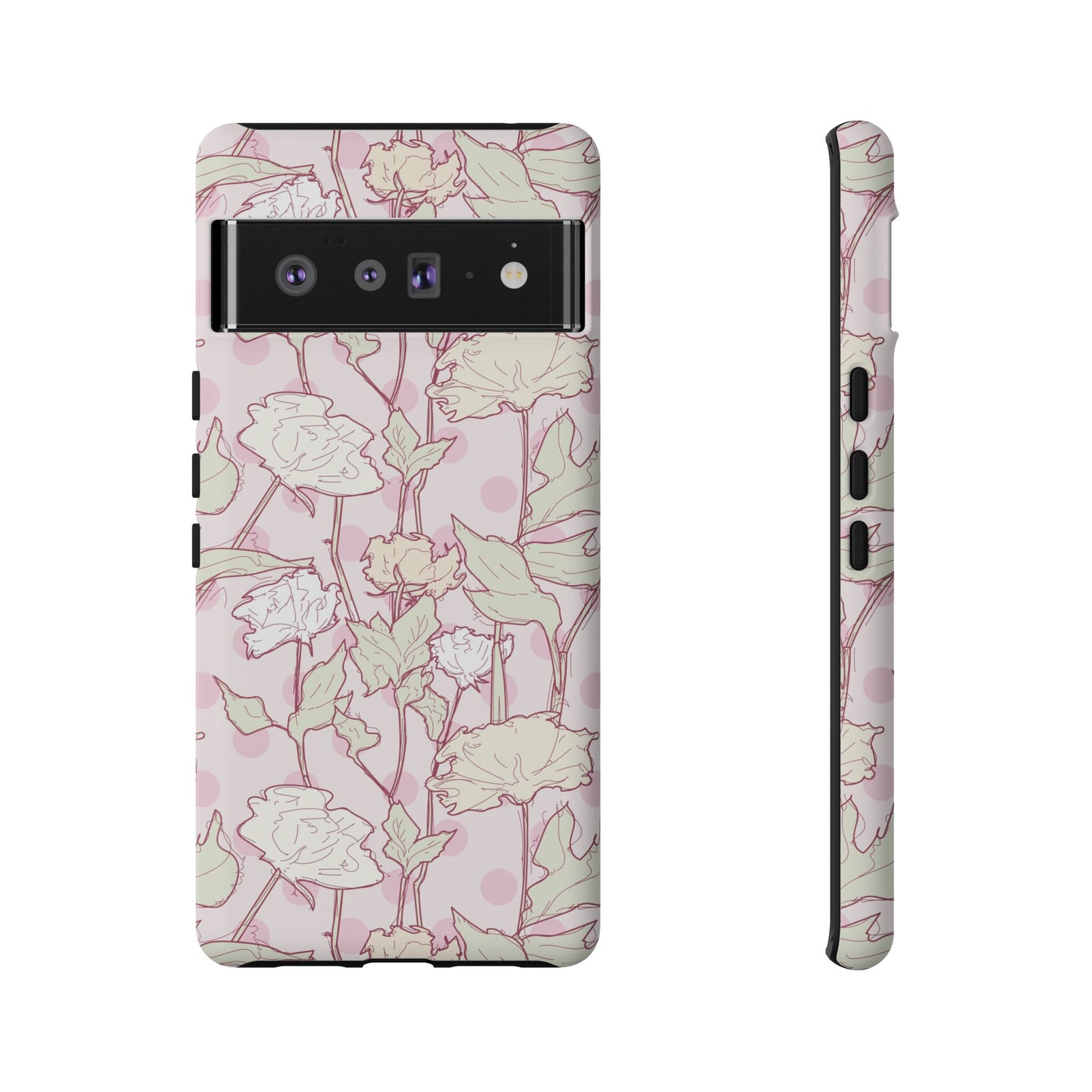 Roses and Dots in Pink Tough Cases for Google Pixel