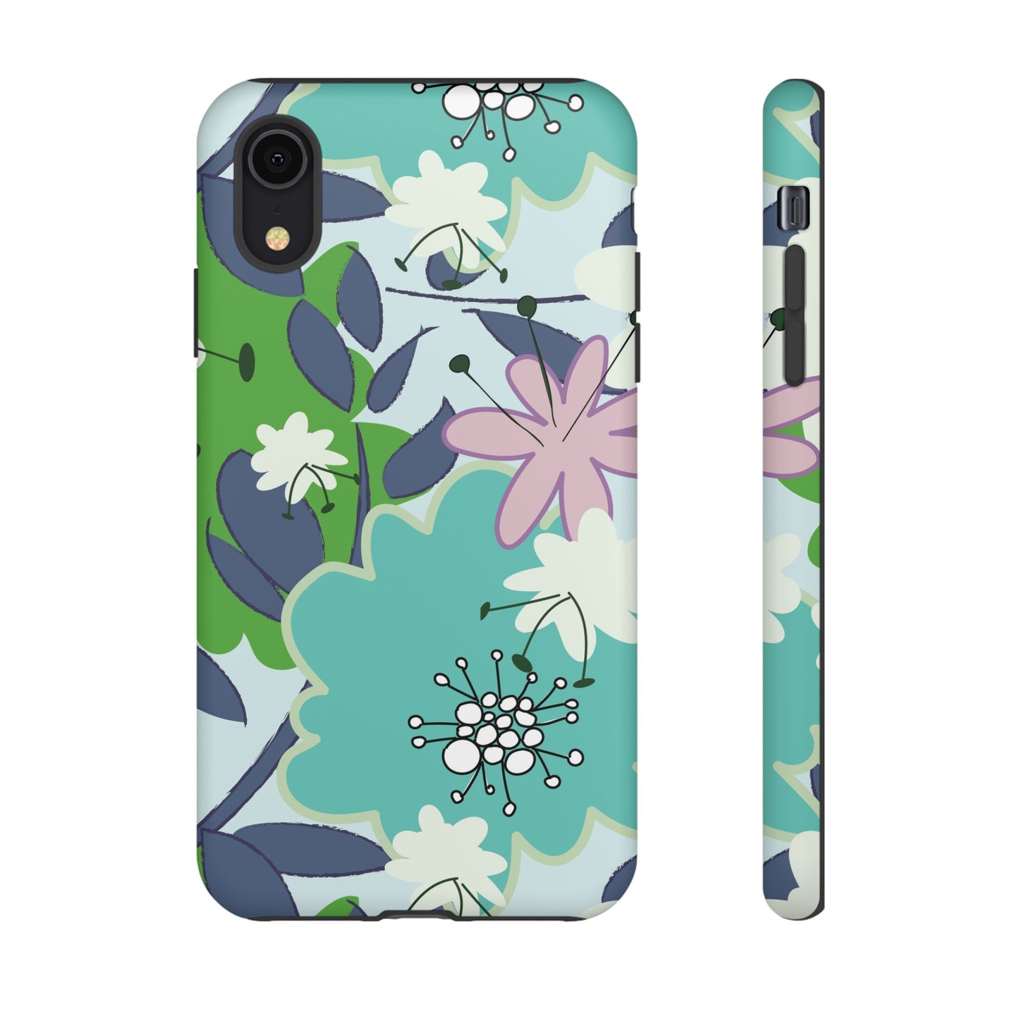 Mid Mod Floral in Blue and Green Tough Cases