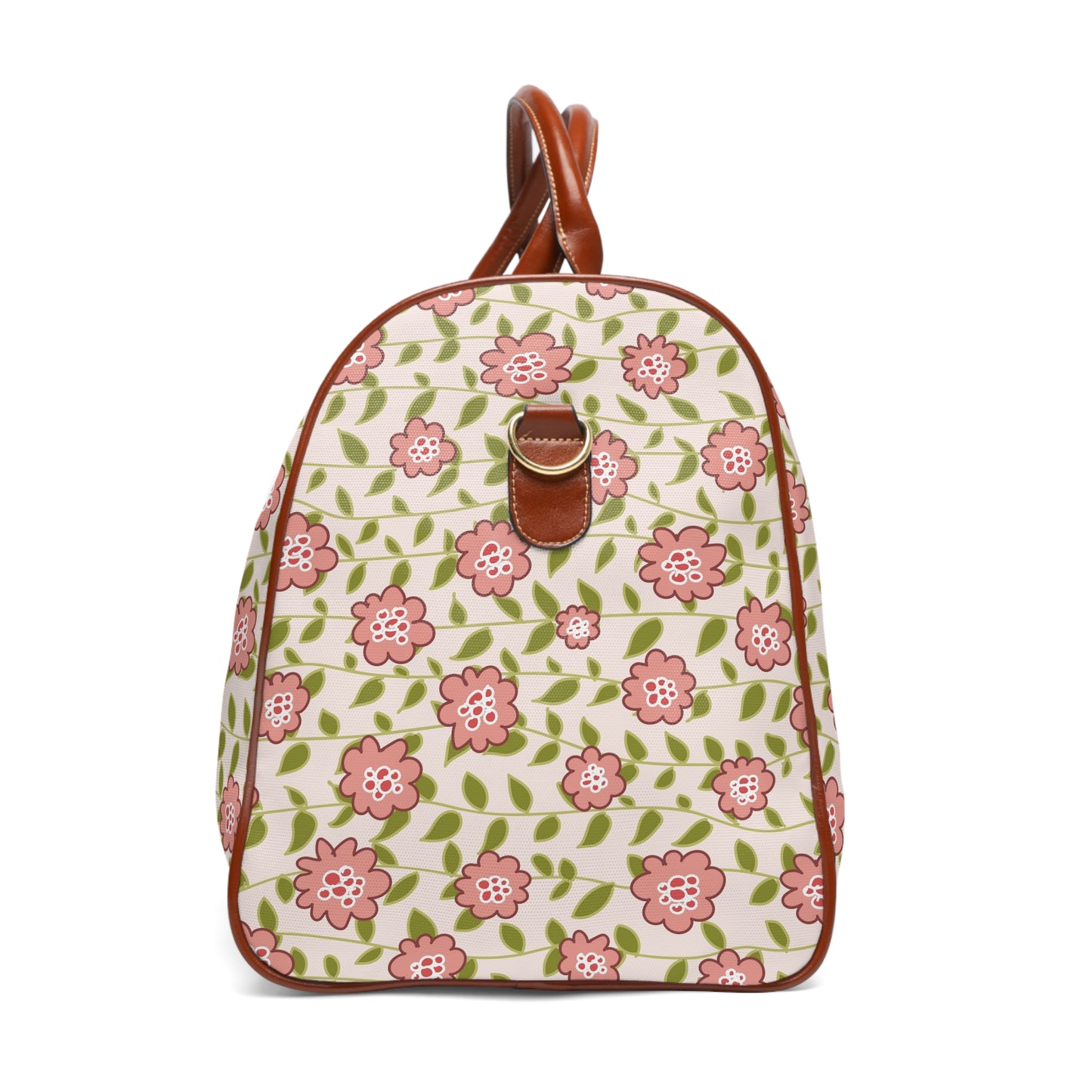 Coral Flowers on Cream Waterproof Travel Bag