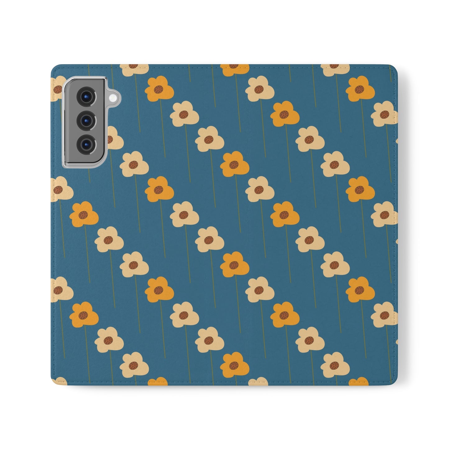 Yellow Wildflowers on Blue Flip Cases for Samsung