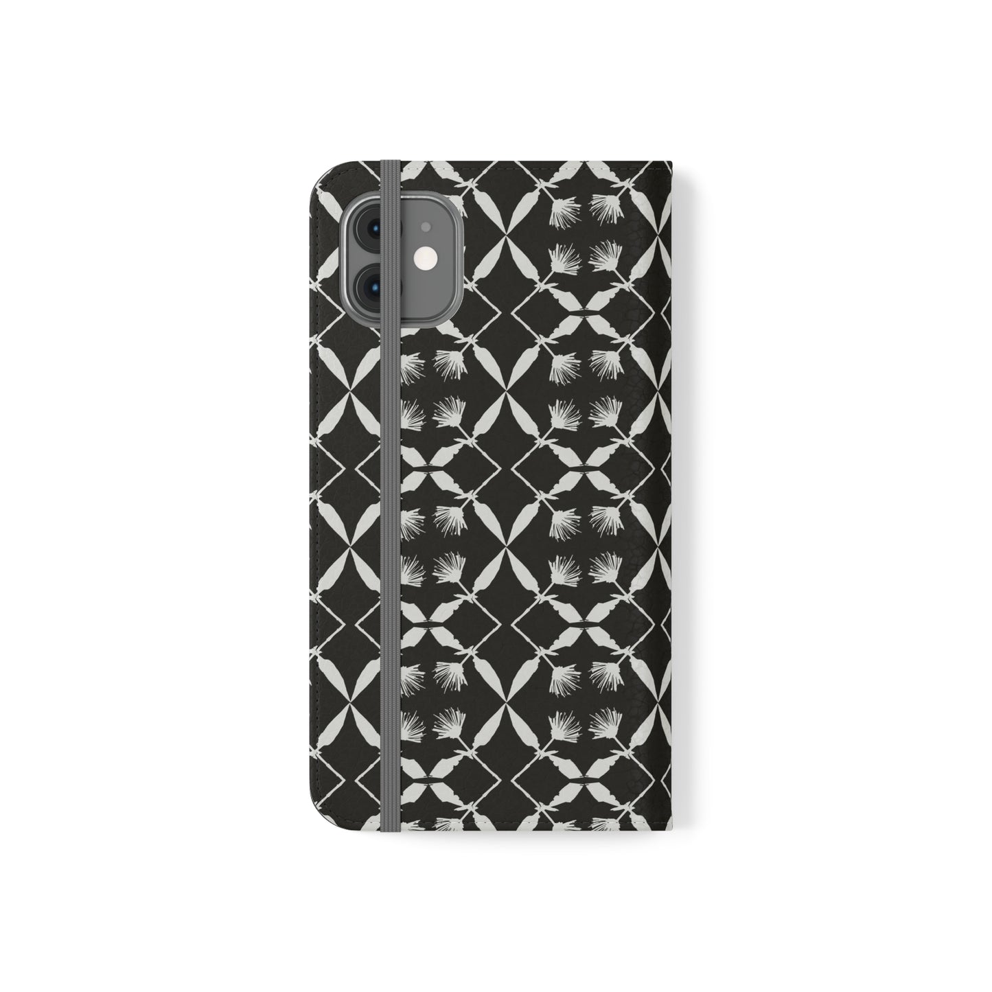 Black and White Floral Flip Cases for iPhone