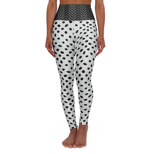 Black and White Floral High Waisted Yoga Leggings