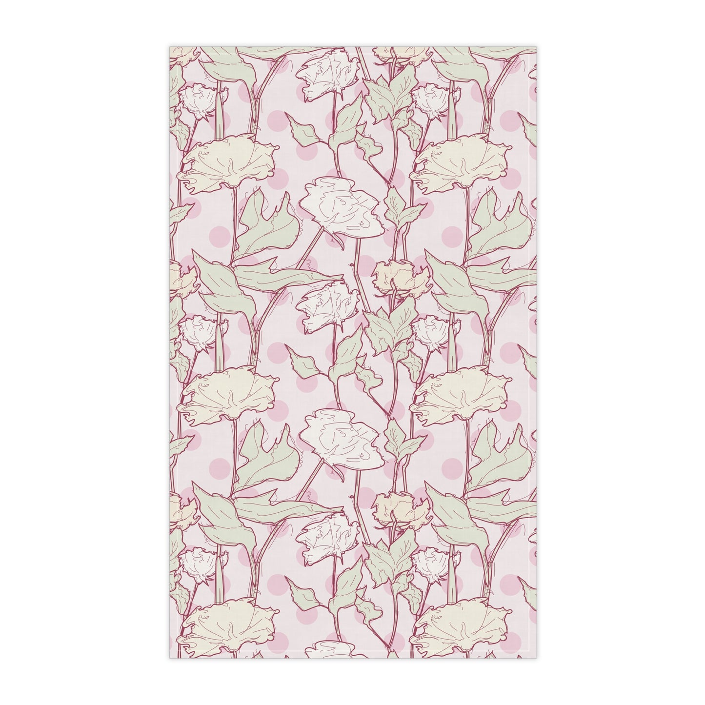 Roses and Dots in Pink Kitchen Towel