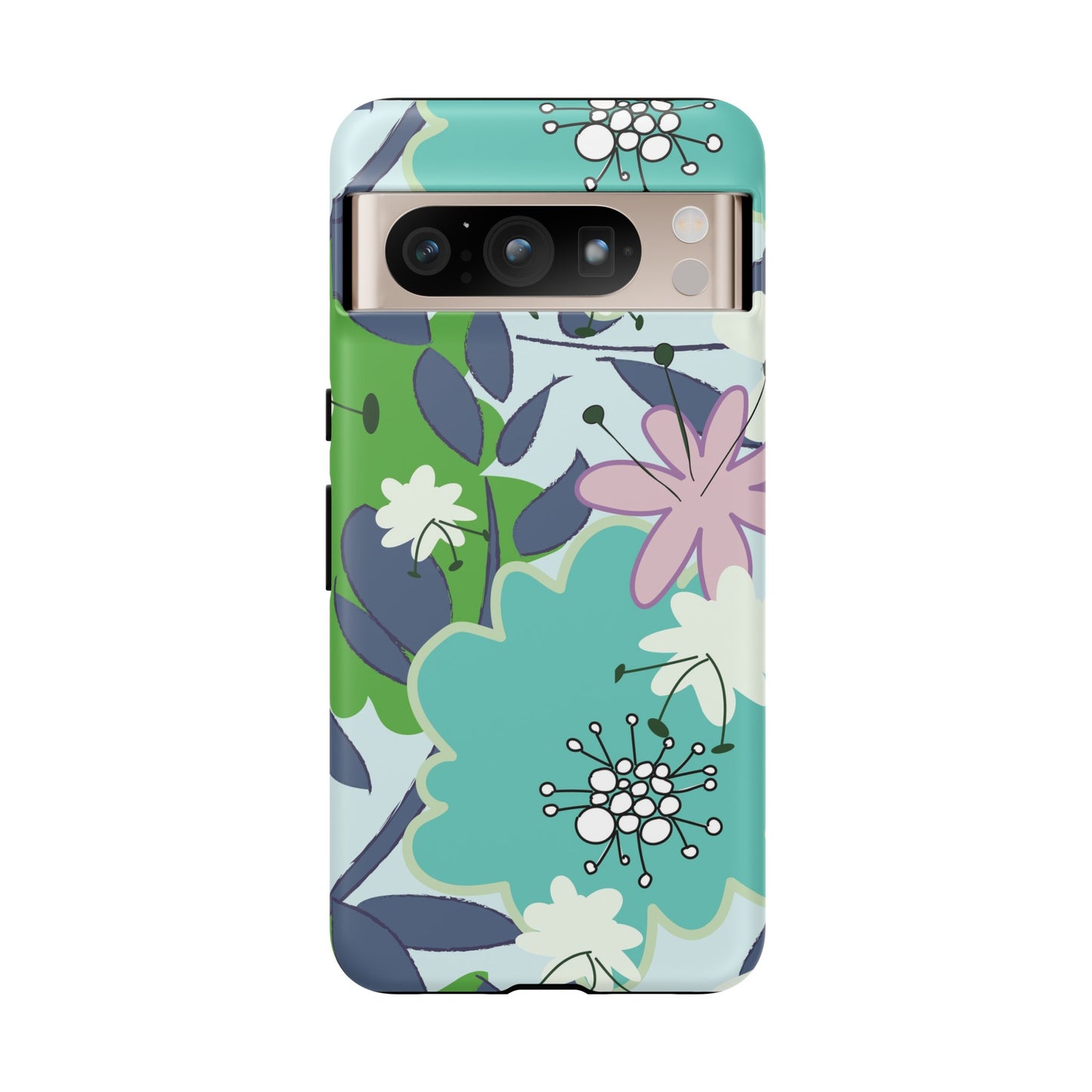 Mid Mod Floral in Blue and Green Tough Cases